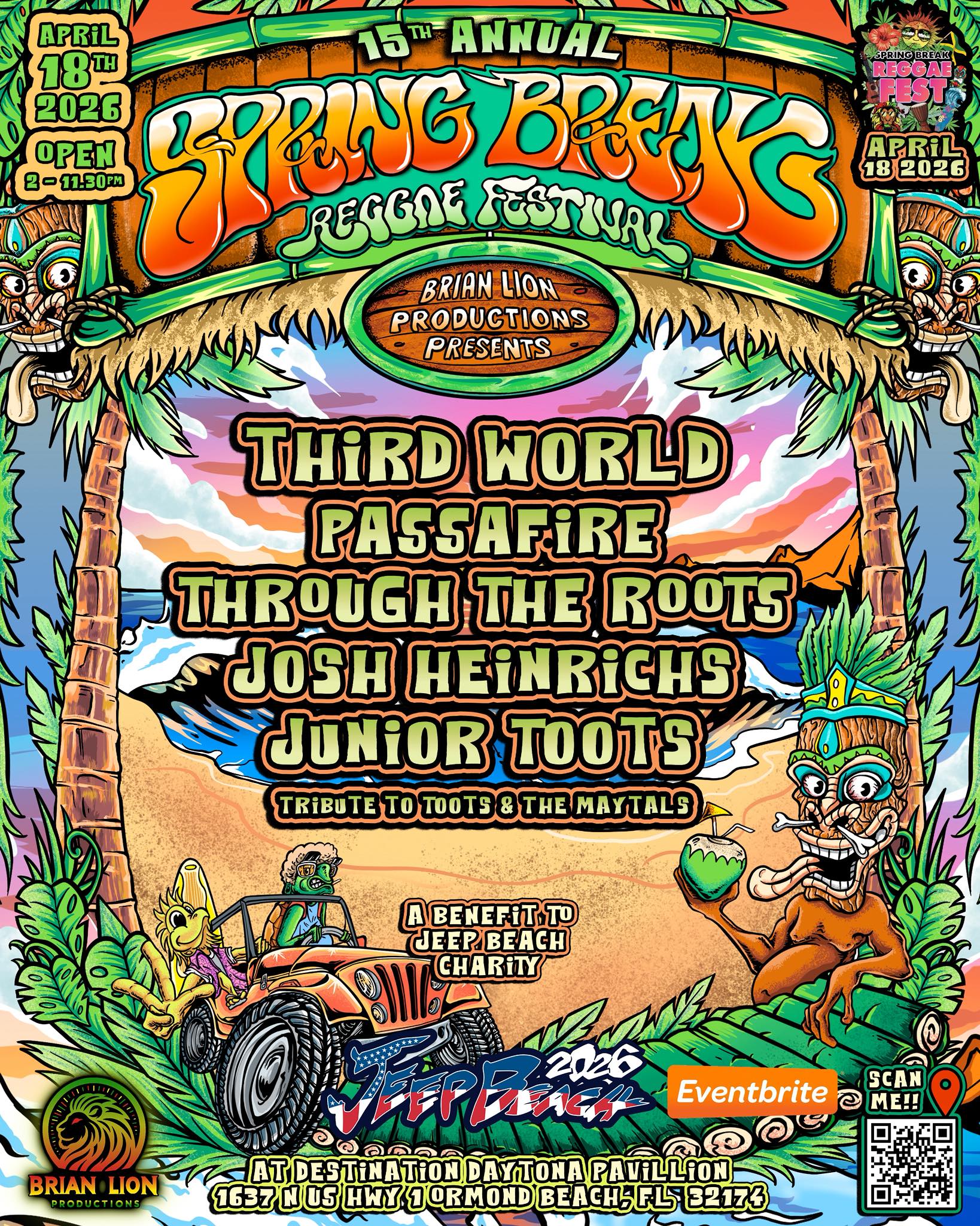 Timetable for todays Spring Break Reggae Festival with Third World