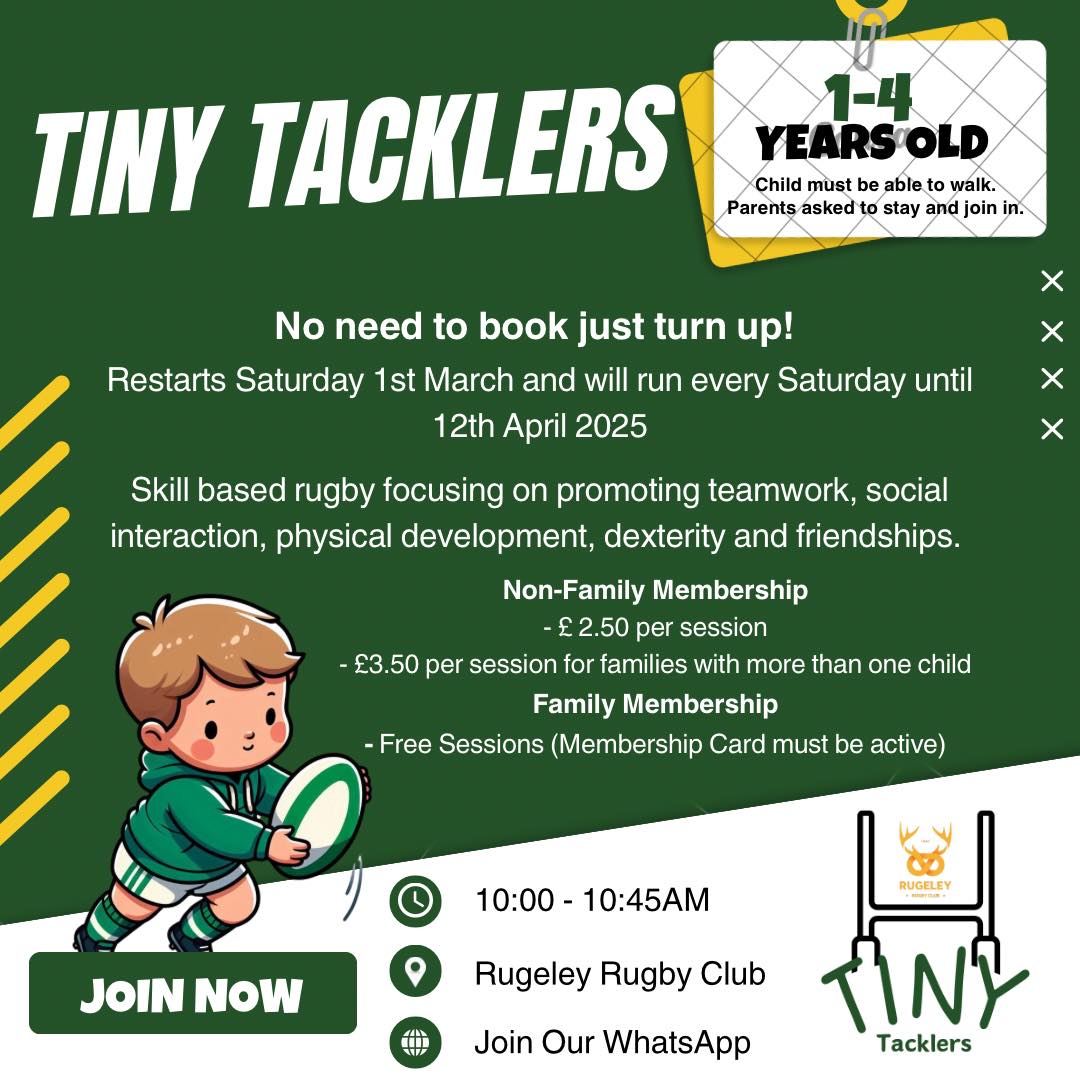 Rugeley - 🏉 Calling All Future Rugby Stars! 🏉 Our Tiny Tacklers Rugby ...