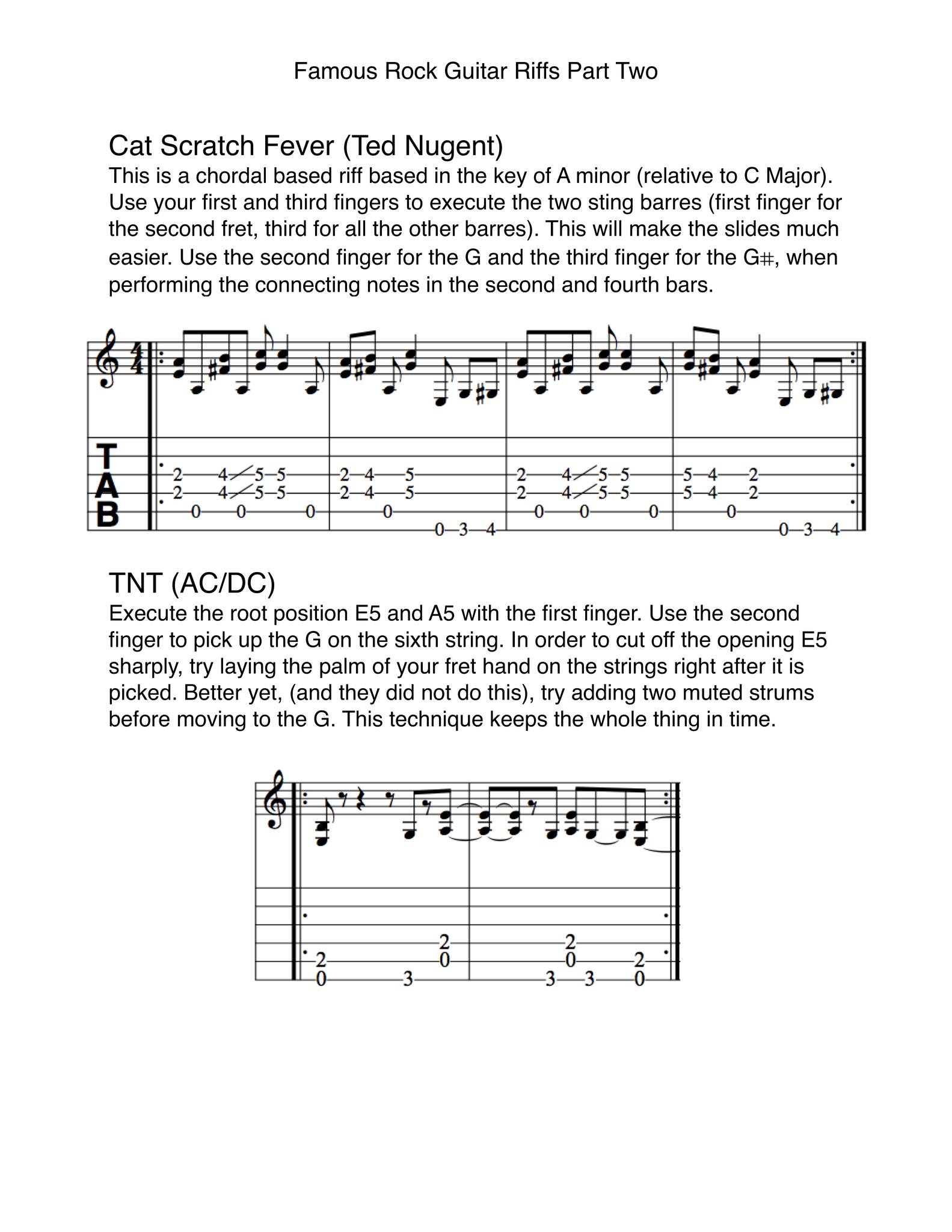Famous Rock Guitar Riffs Part Two. Includes theory, standard 