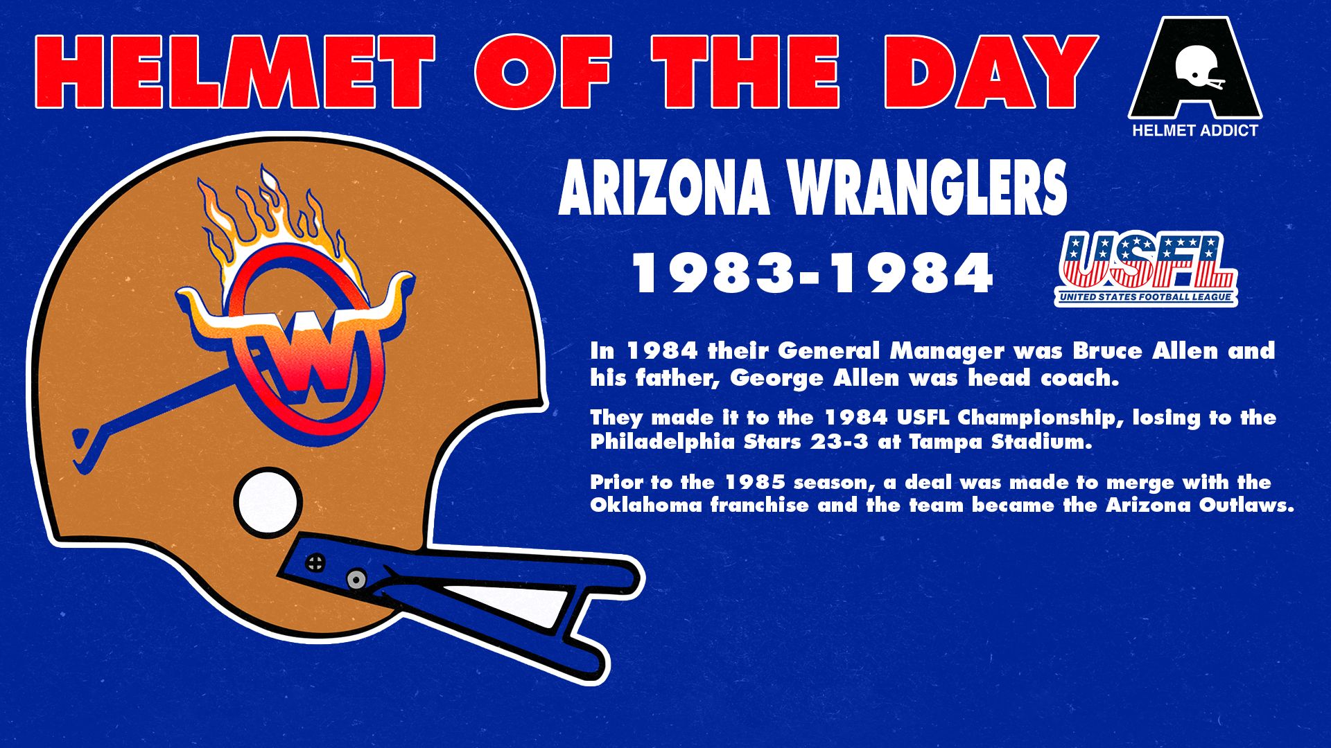 Helmet Addict - Helmet of the Day: The USFL Arizona Wranglers. | Facebook