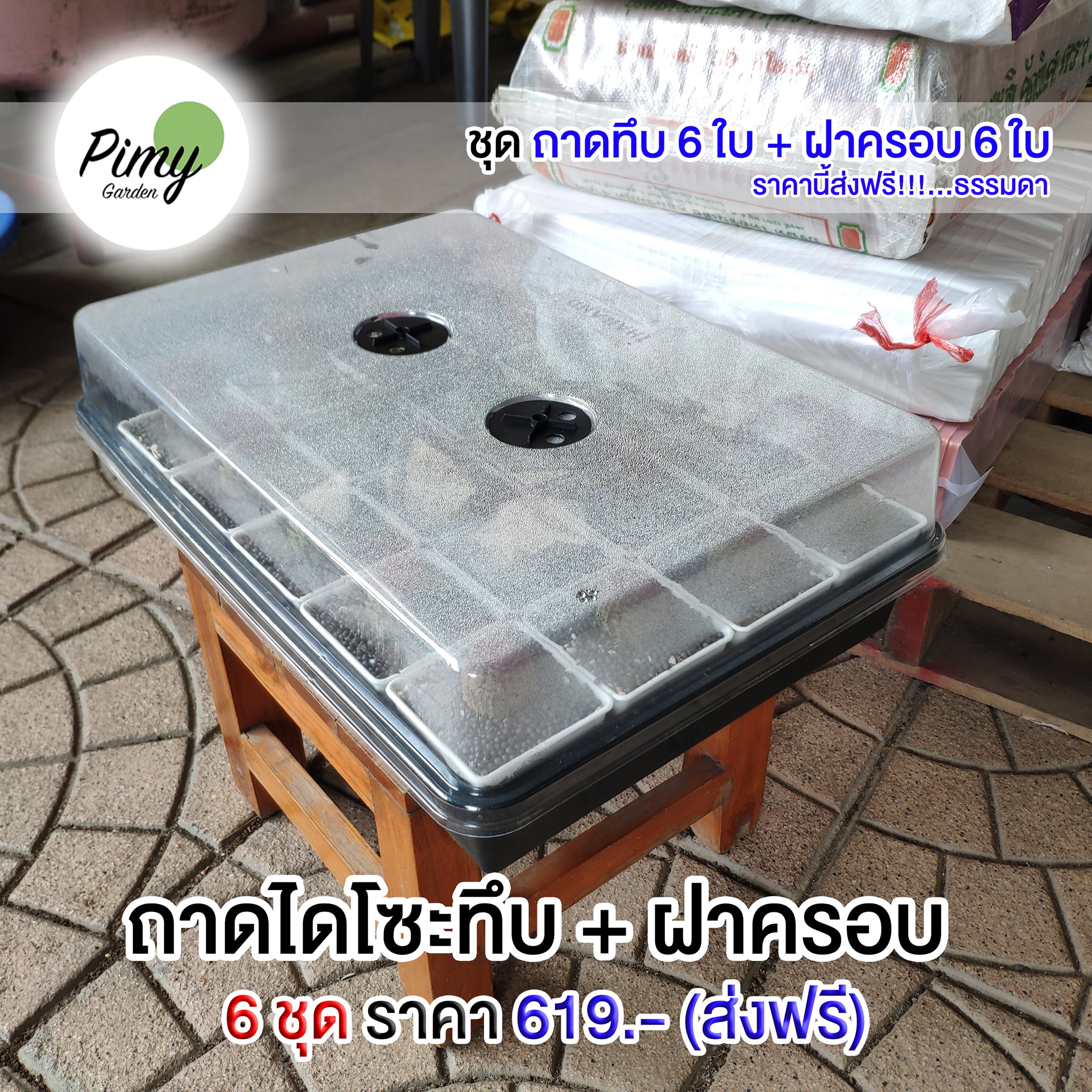 🤩 ชุดถาดทึบ+ฝาครอบ 6... - Pimy Garden - กระถางต้นไม้พลาสติก