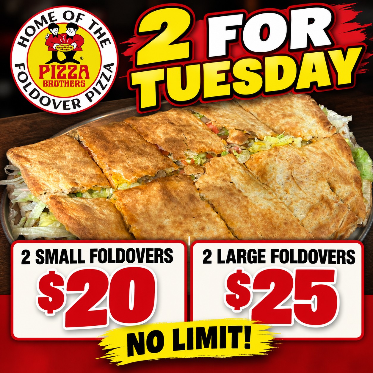🔥🍕 IT'S 2 FOR TUESDAY AT PIZZA BROTHERS! 🍕🔥 Tuesday just