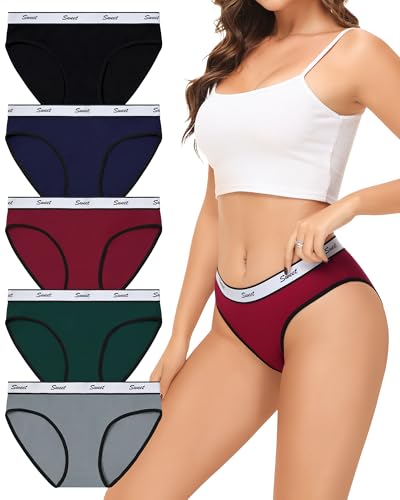 Lot De 5 Culottes Femme Coton Élastique - Confort Sportif Quotidien - S à XL