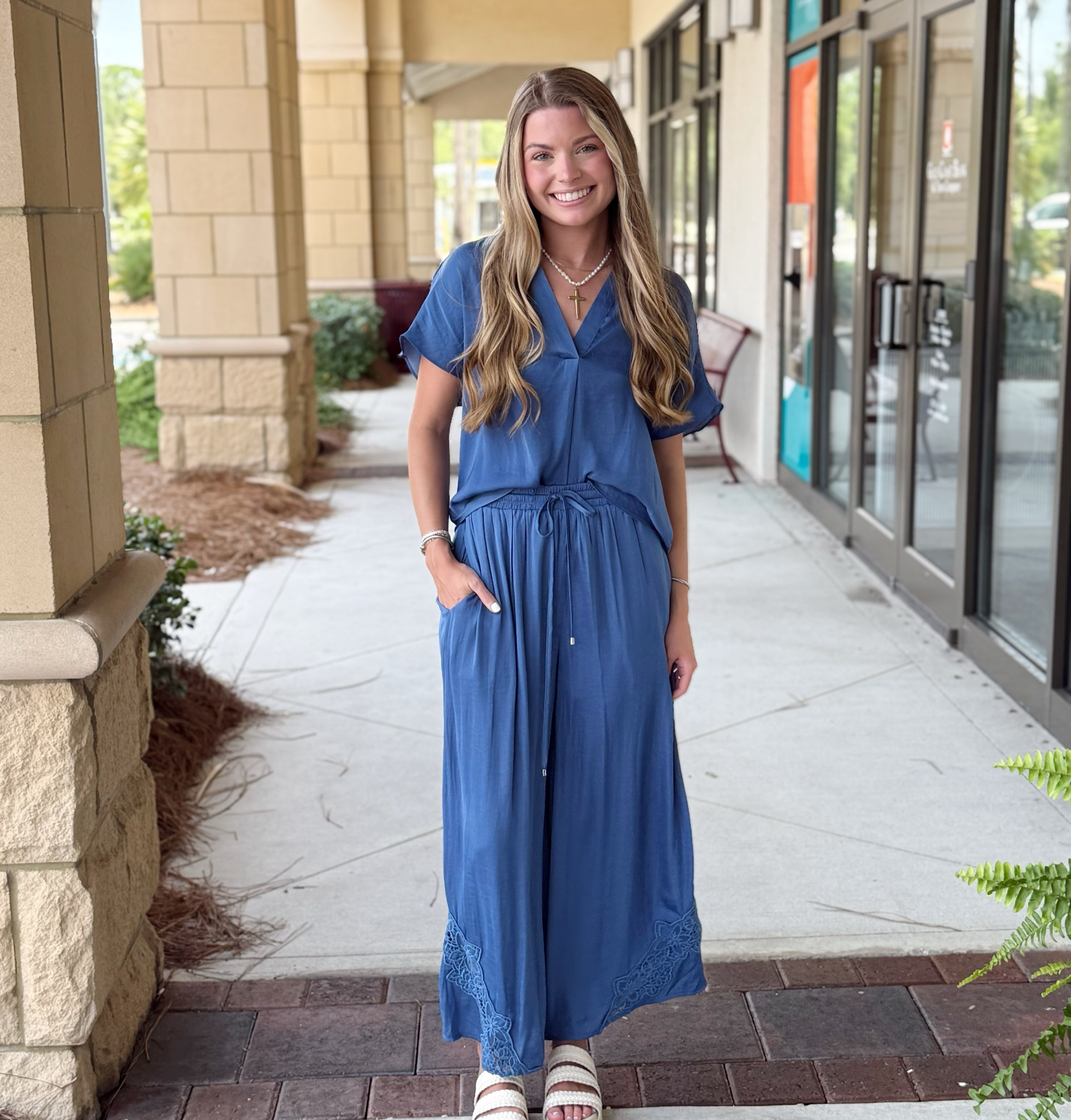 blue dress with orange accessories Comfortable classy set for everyday wear in Beach Color:M-Dark Green Fully lined hoco26 Ena Embroidered Ruffled Midi