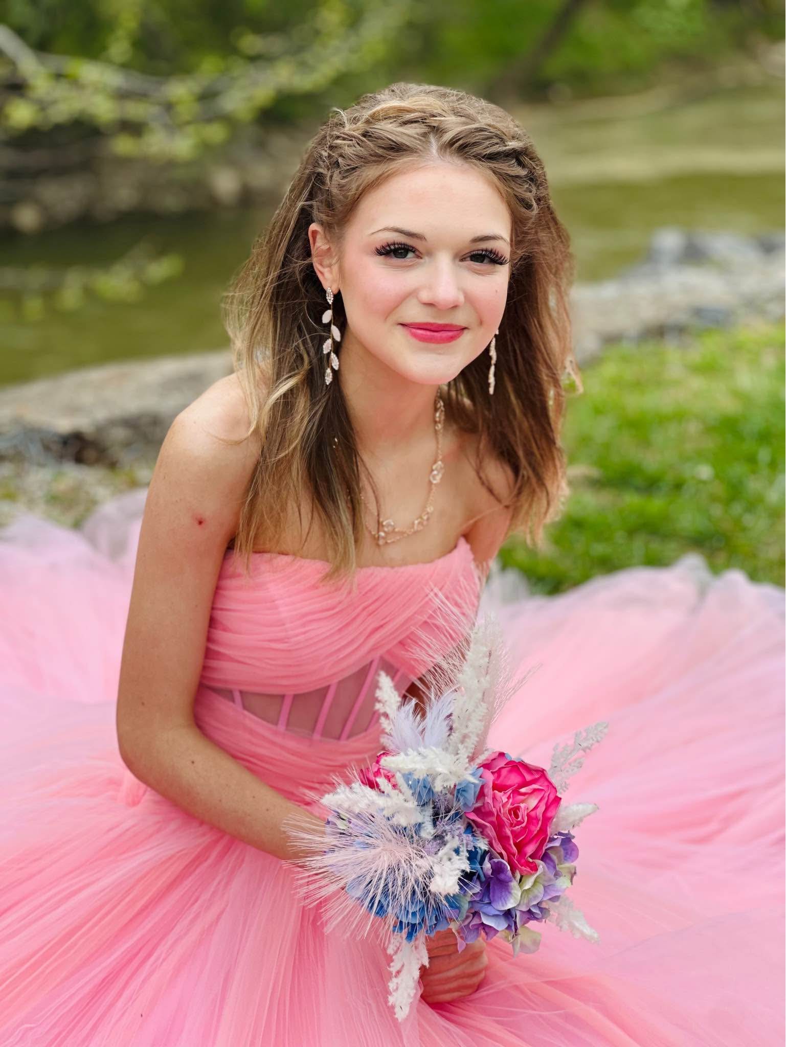 Stunning baby/toddler girl formal dress from Special Occasion by Marmellata. Features an incredibly gorgeous, dimensional pink rosette floral ribbon bodice, an ultra-fluffy tiered tulle skirt overlay, and a classic 3-button back closure