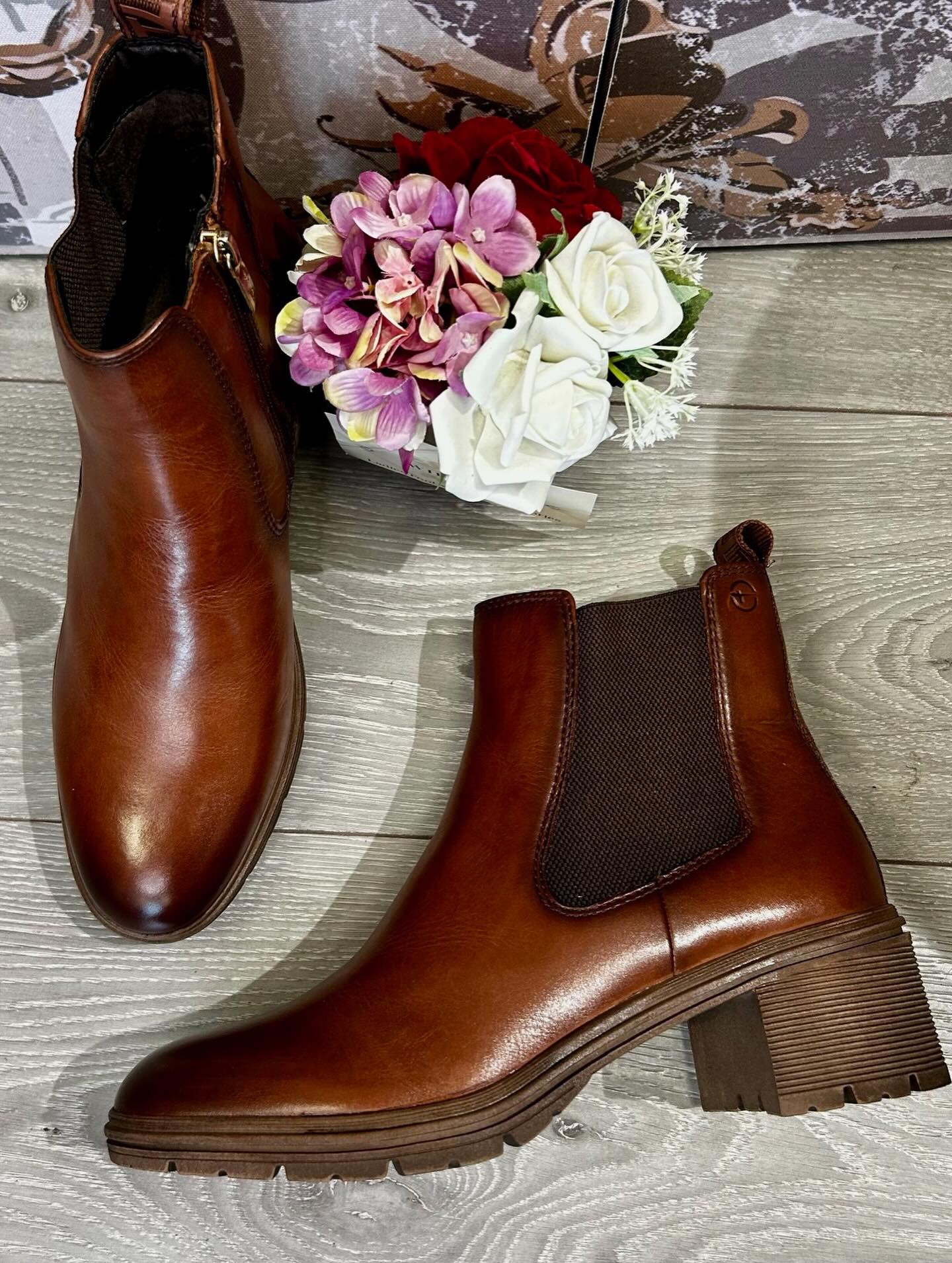 Tamaris Femme Bottine Chelsea Cuir Touch-It - Bout Rond Confortable Et Élégante Pour Quotidien
