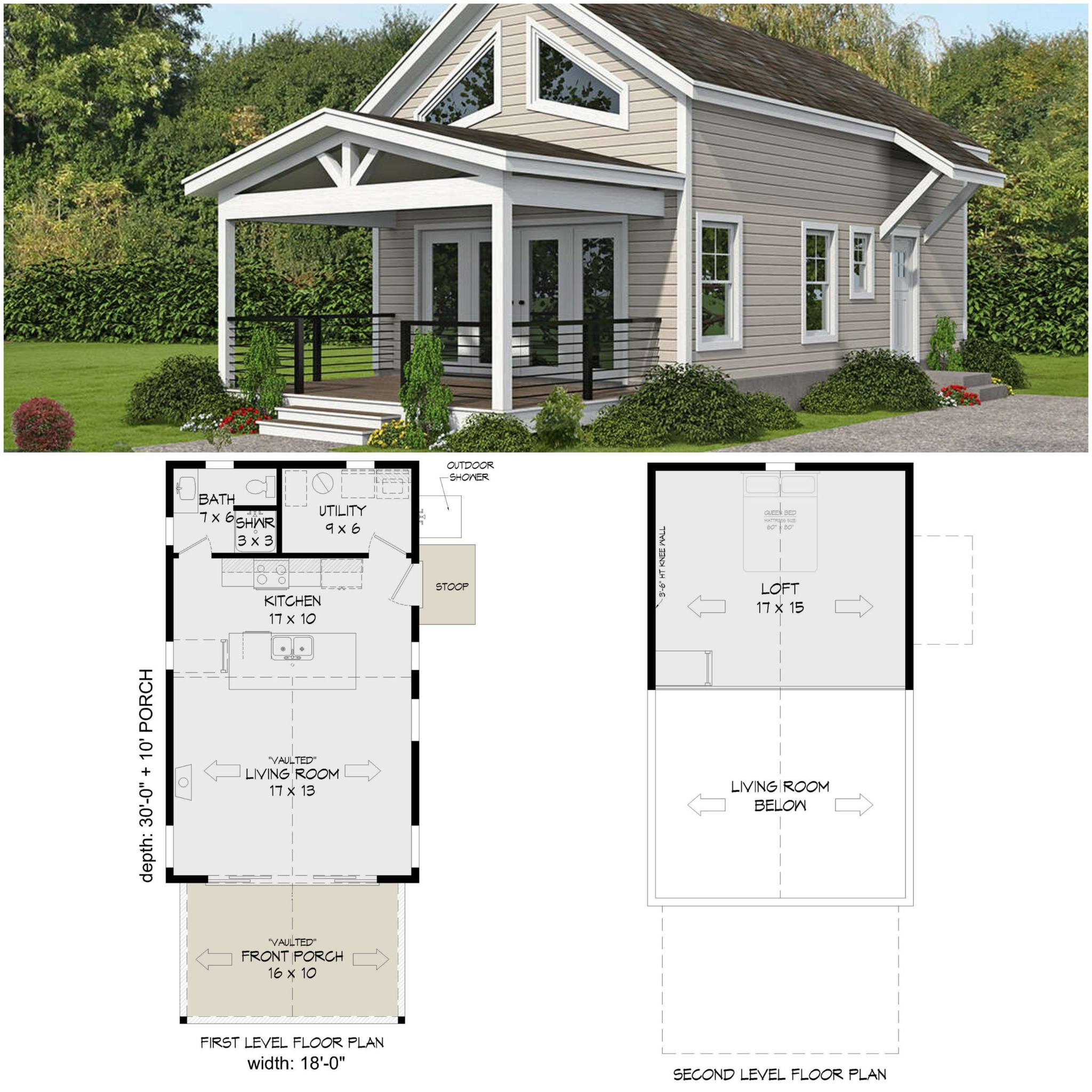 Jerry's - A compact modern cottage with light beige horizontal siding ...