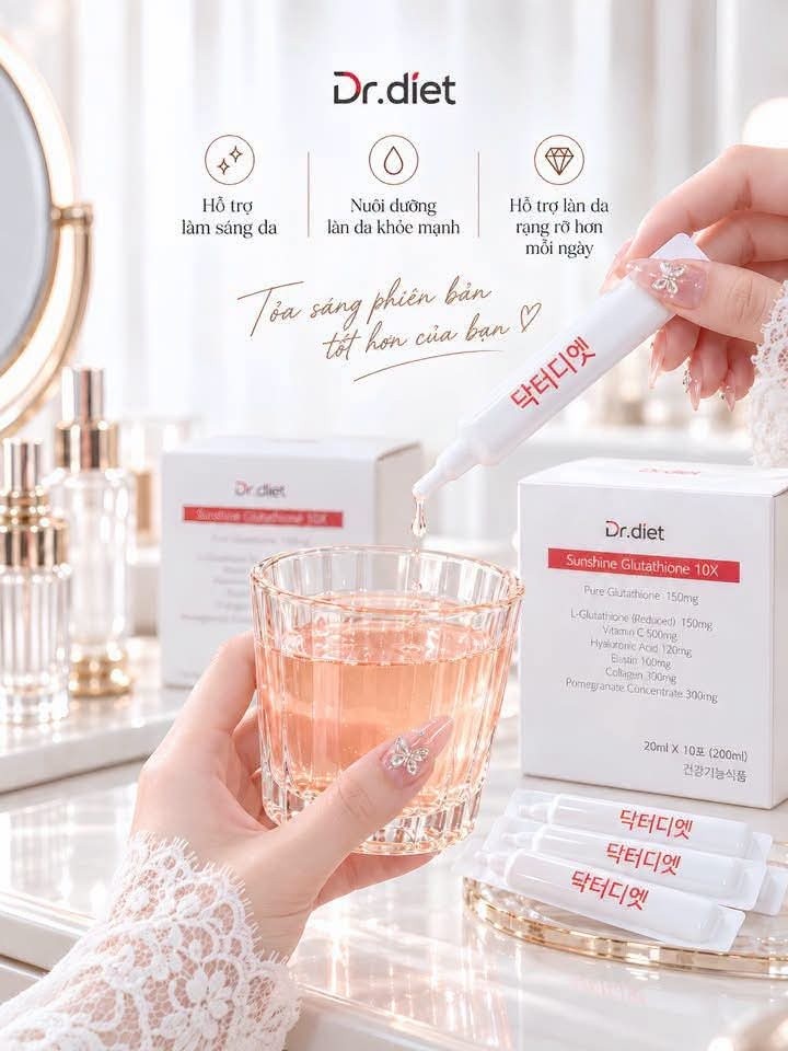 dr diet glutathione 10x 💓💦 NƯỚC UỐNG TRẮNG DA DR.DIET – BÍ QUYẾT DA SÁNG MỊN TỪ HÀN QUỐC 🇰🇷 Ai muốn trắng bật tông – da mịn như gương thì giơ tay lên cream after serum