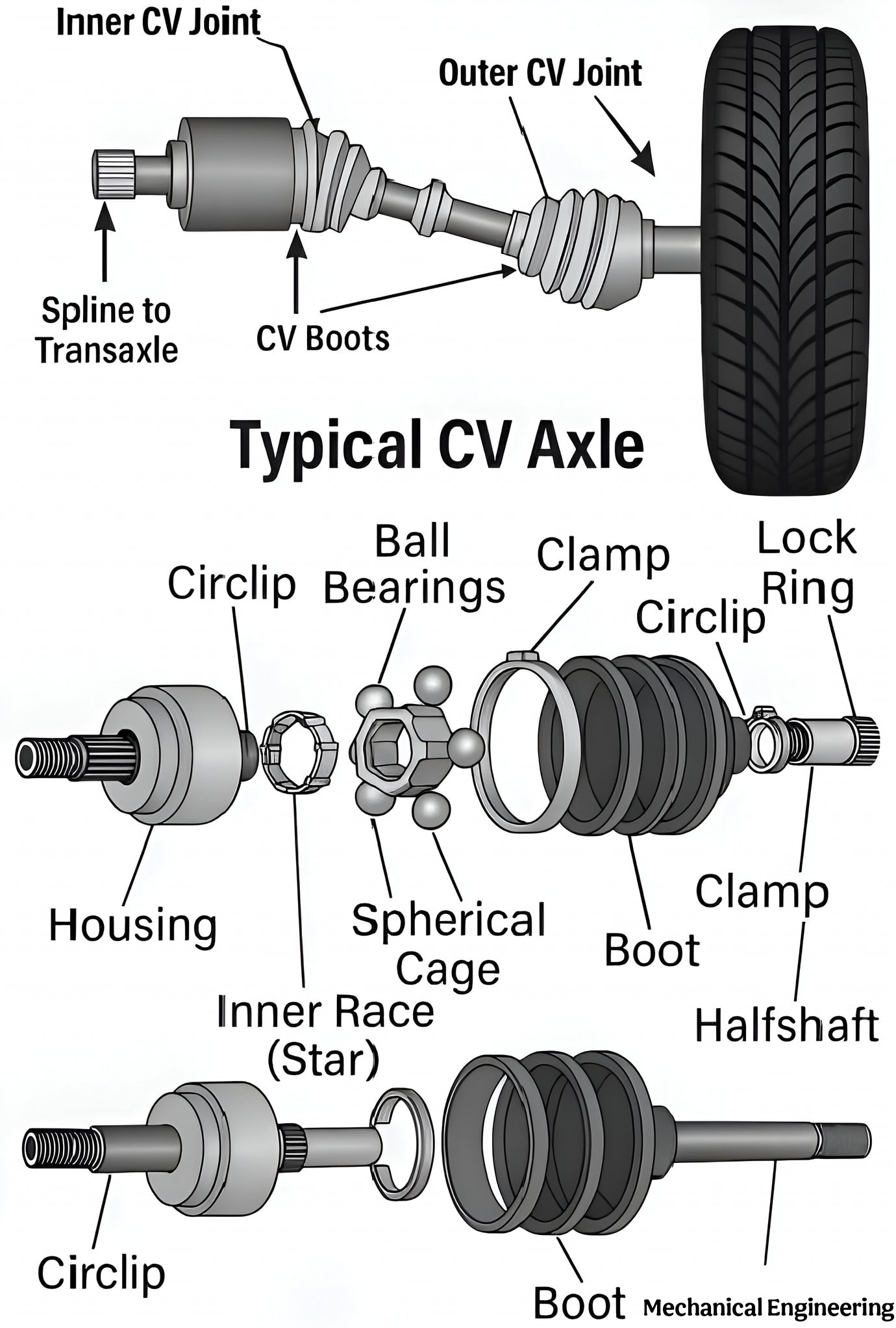 Mechanical - Exploded View and Key Components of a Typical Cv Axle ...