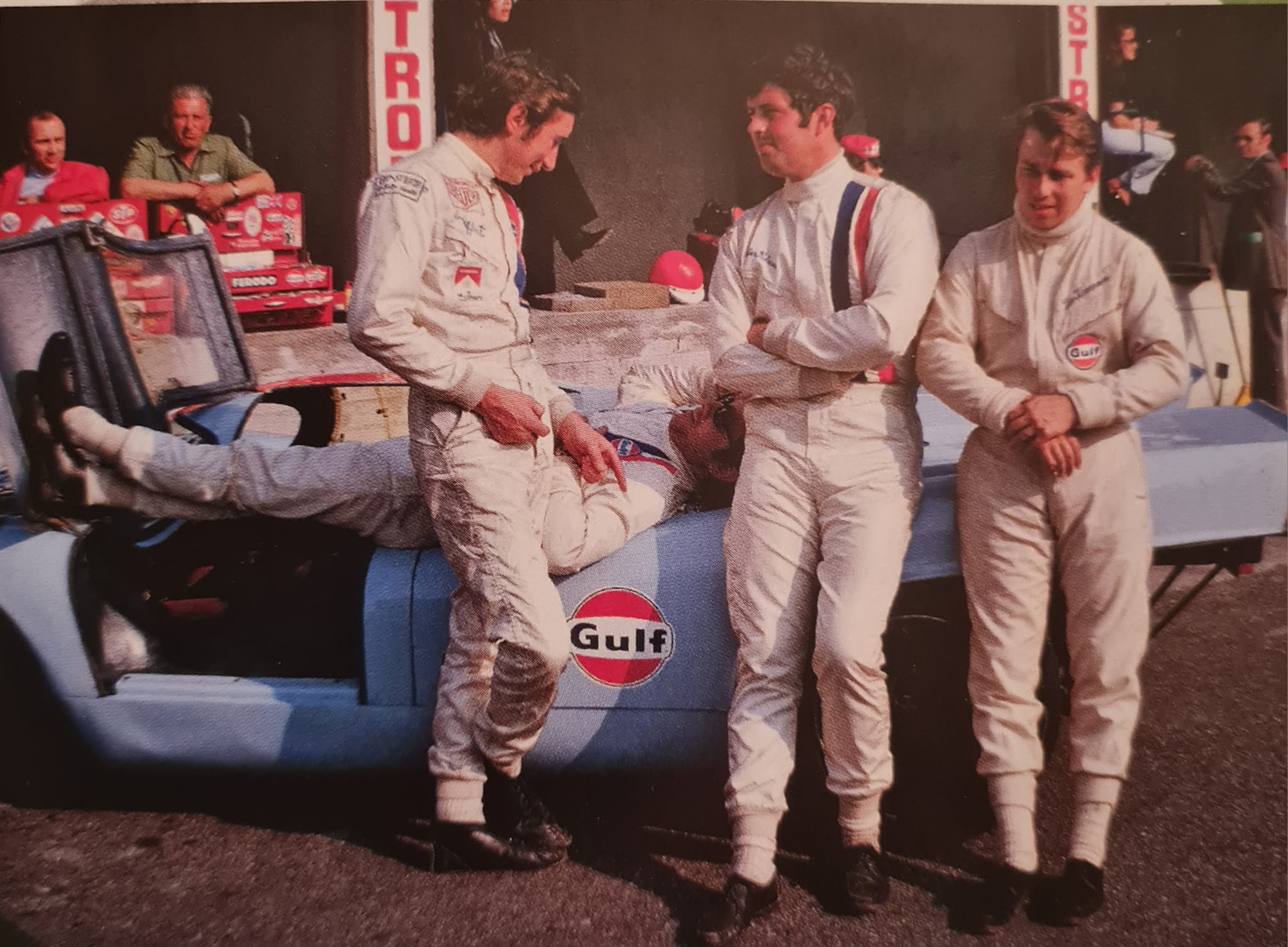Year 1971 - Monza 1000 KM. Pedro Rodriguez sits aboard the Porsche