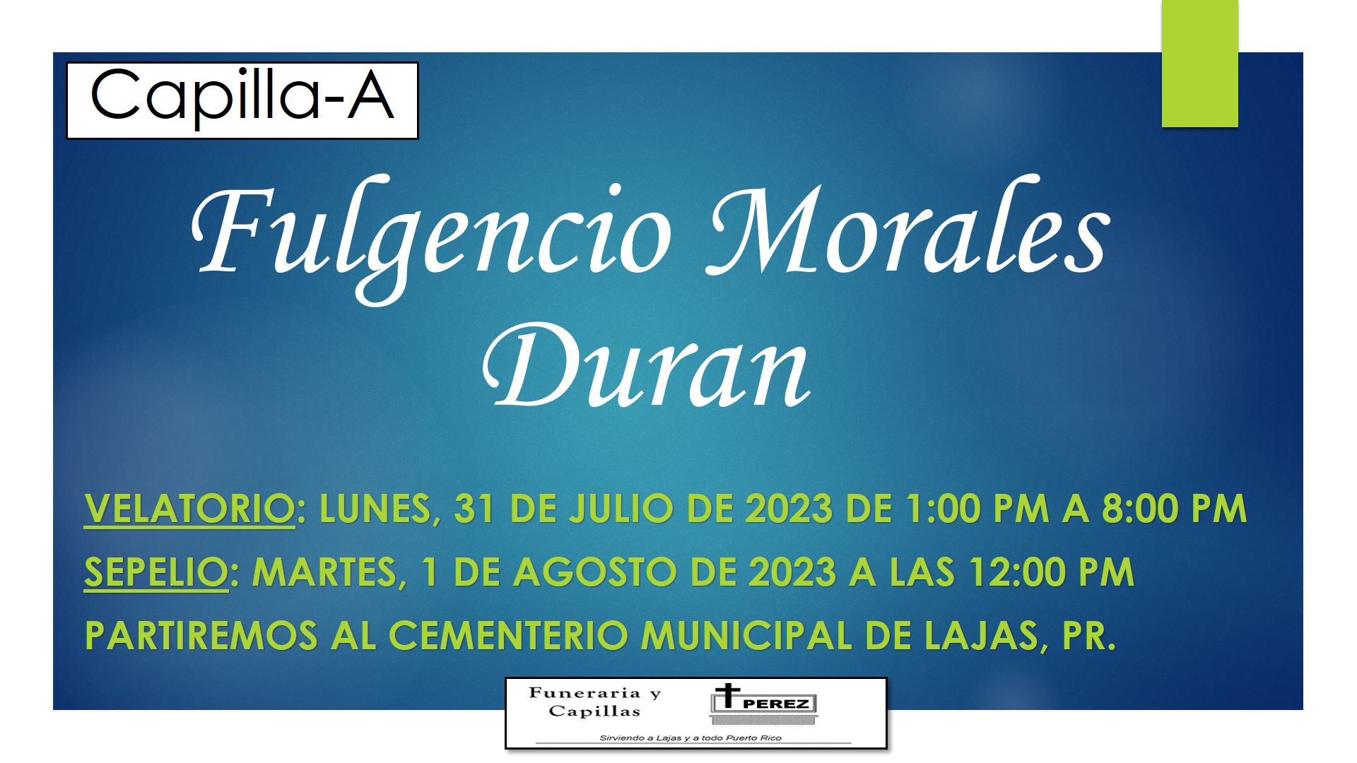 Funeraria - Obituario:🕊 ️ *Notificamos el fallecimiento del Sr ...