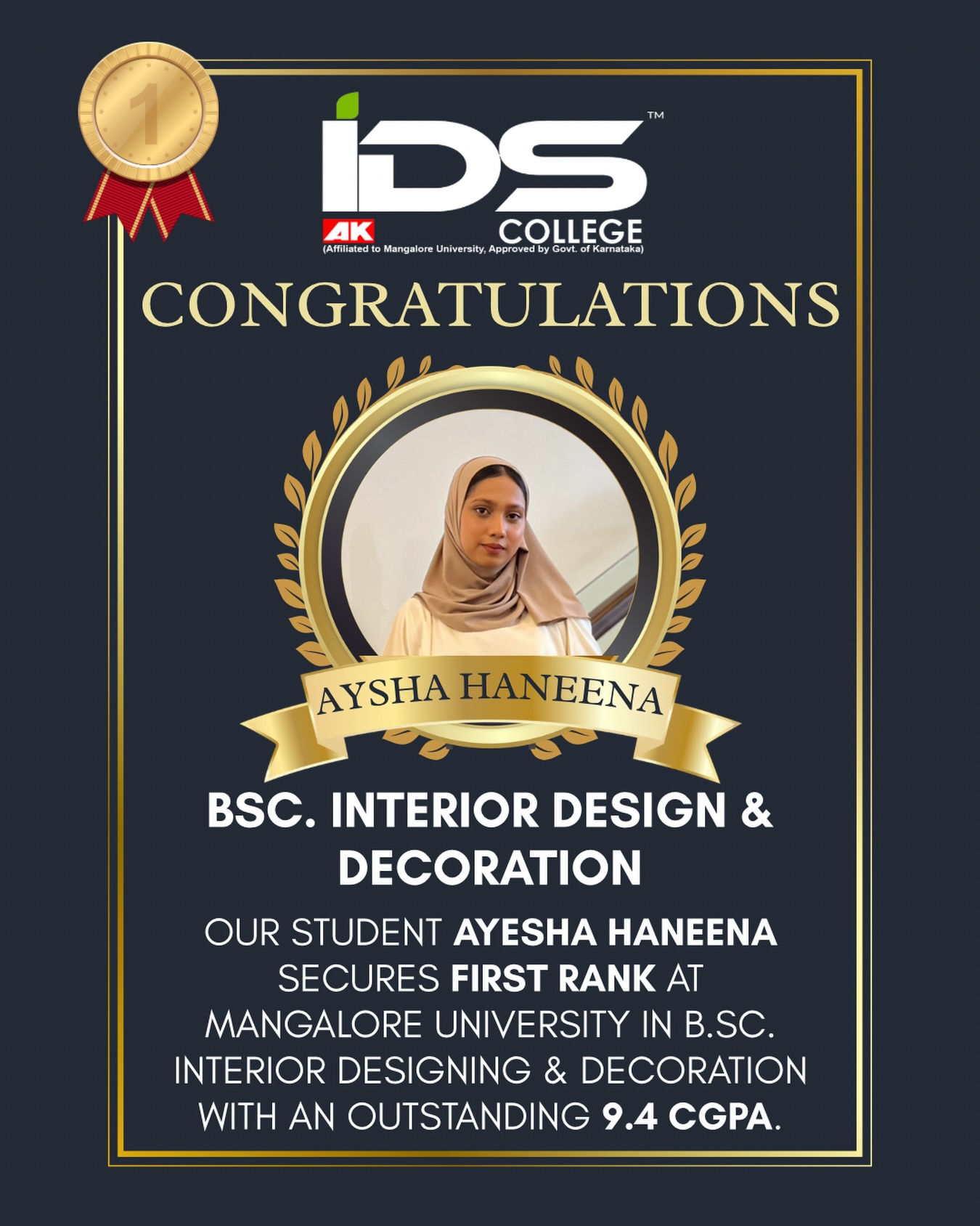 Indian - We are proud to announce that our student, AYESHA HANEENA, has ...