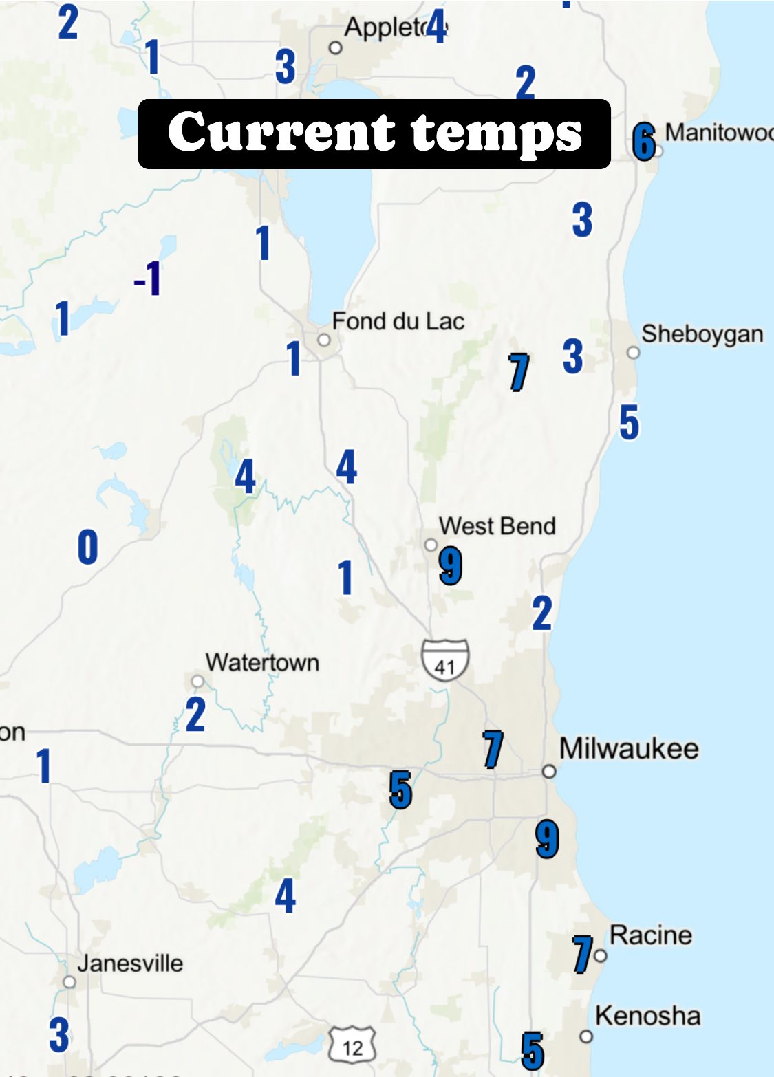 Meteorologist - Current temp in SE WI. Feels like the middle of winter ...