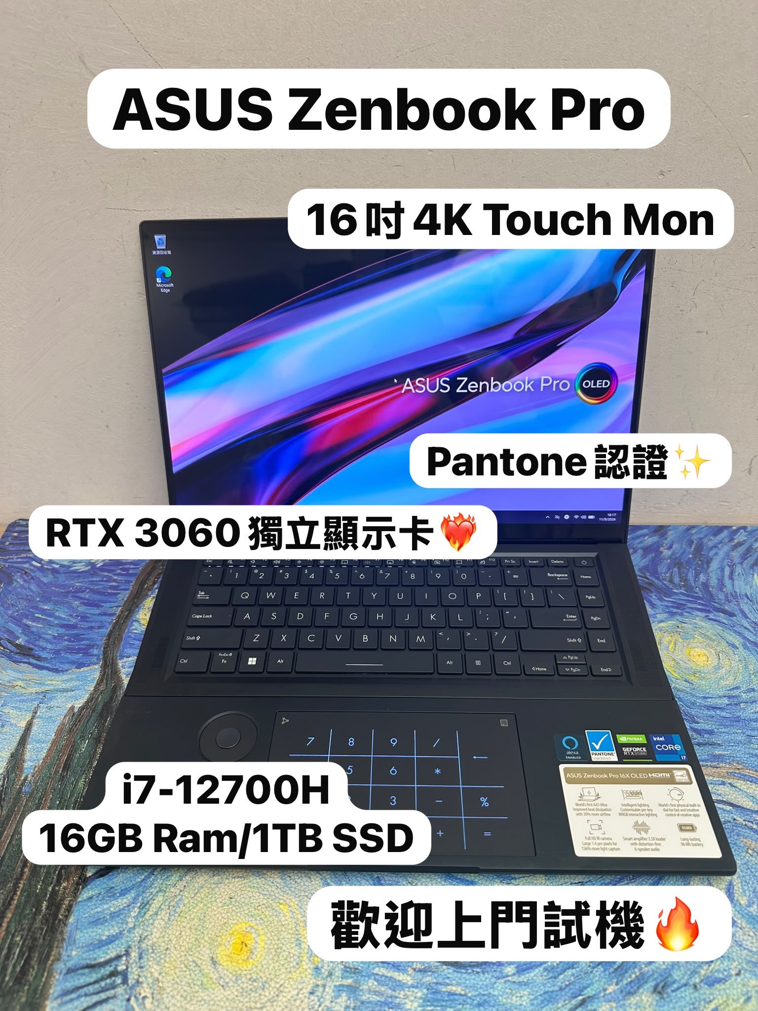 4K Touch Mon RTX 3060 🔥) Asus Zenbook Pro 16X 4K 60Hz OLED Touch