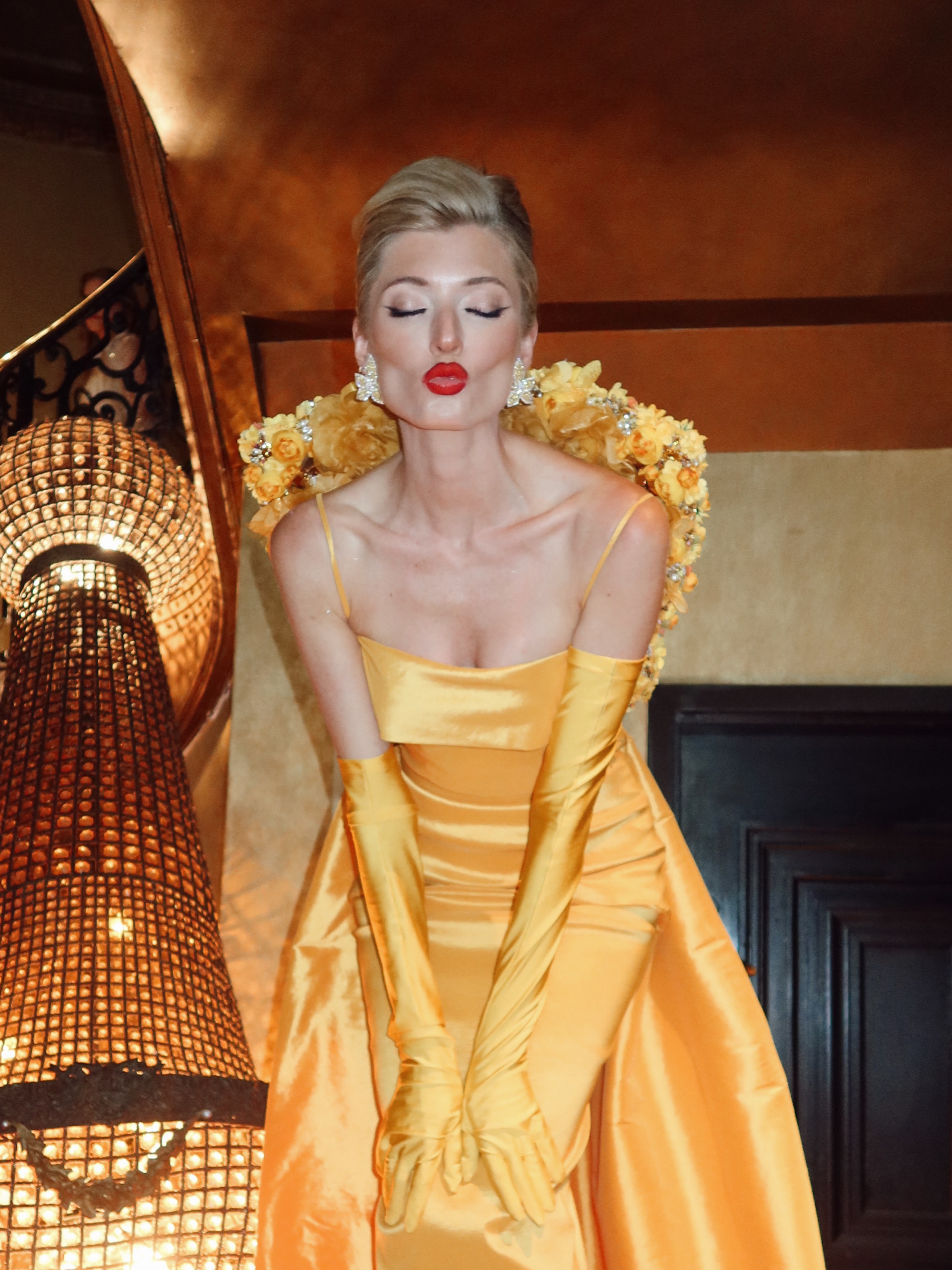 marc bouwer gold dress Leviev Diamonds on the NYFW runway with designs Dress Length_Midi