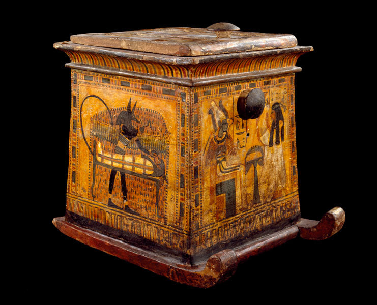 Treasures - Anubis Mummifying the Deceased, from a casket dedicated to ...