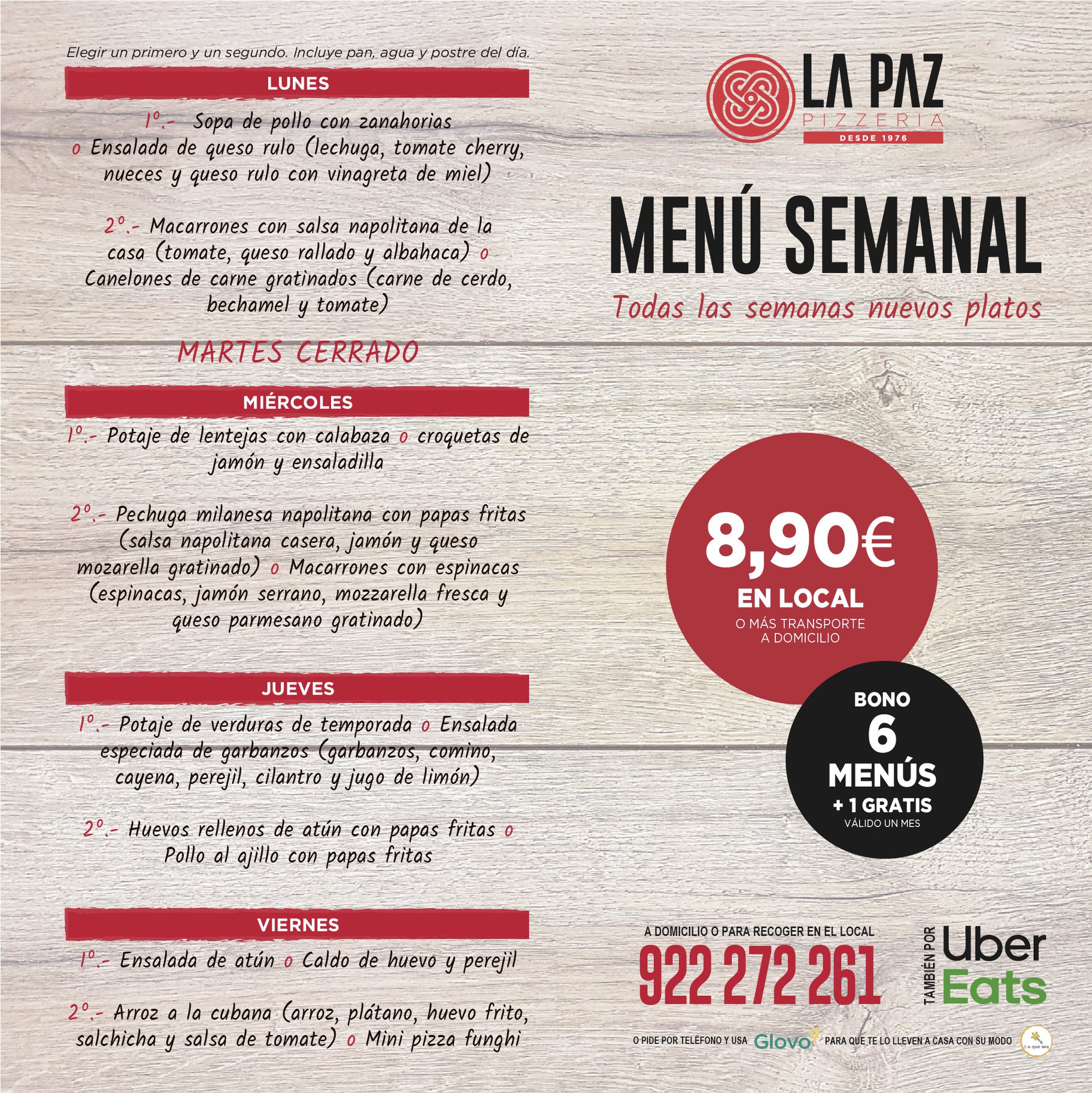 📄¡Nuestro MENÚ para esta... - Pizzería La Paz - Desde 1976 | Facebook
