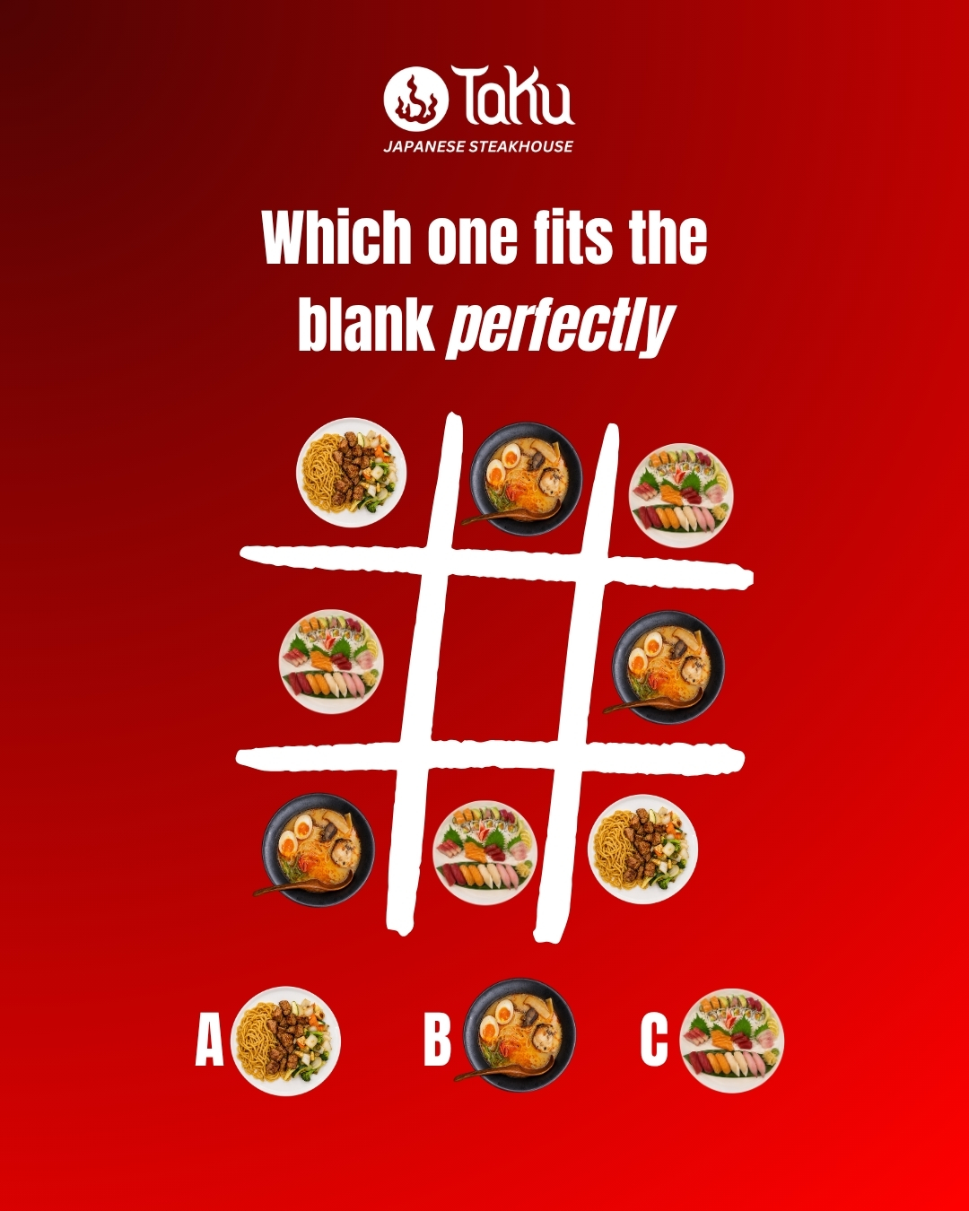Taku - 🎮 Tic Tac Taku! 🍣✨ Your move… which dish completes the