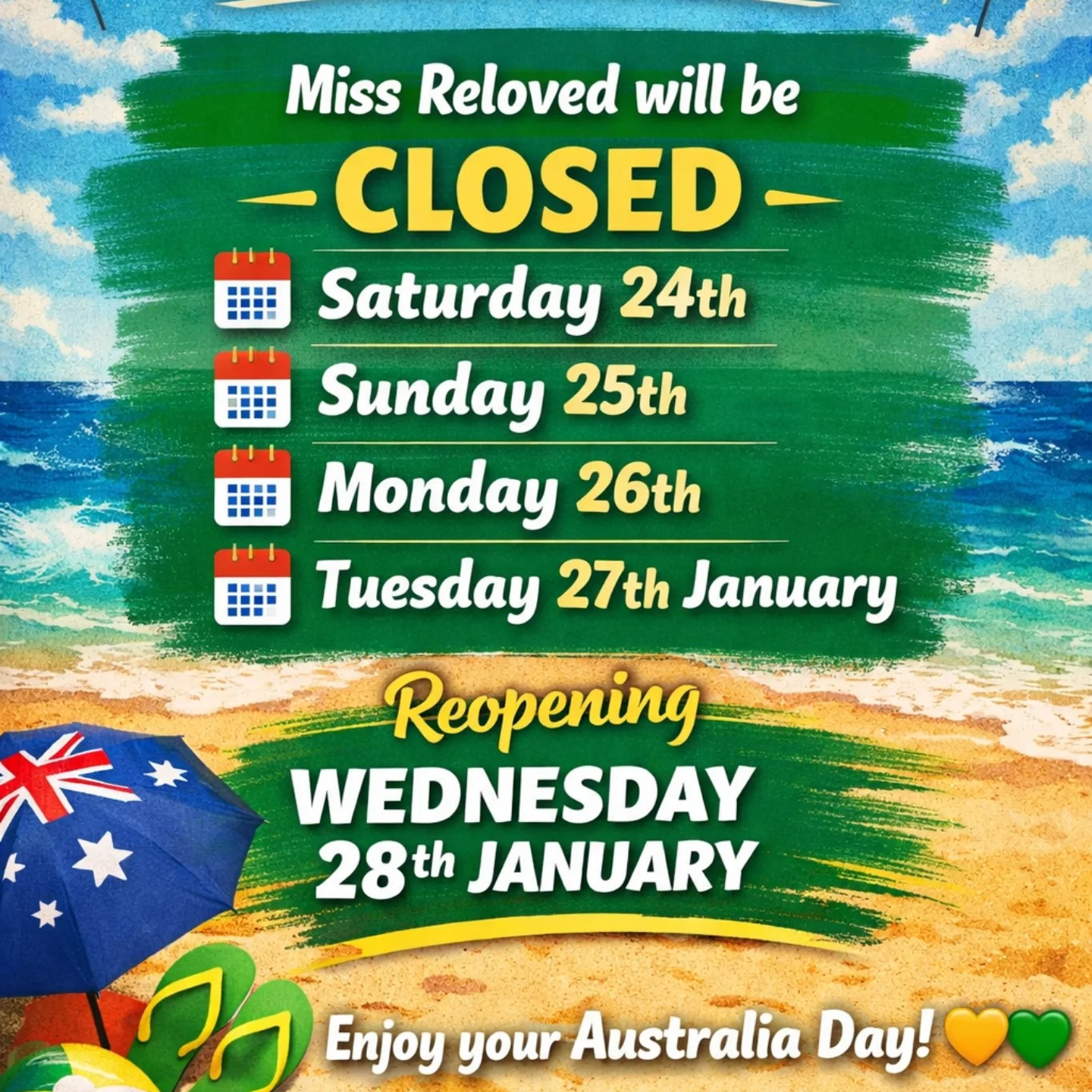 missreloved - 🇦🇺 Australia Day Long Weekend Notice 🇦🇺 The... | Facebook