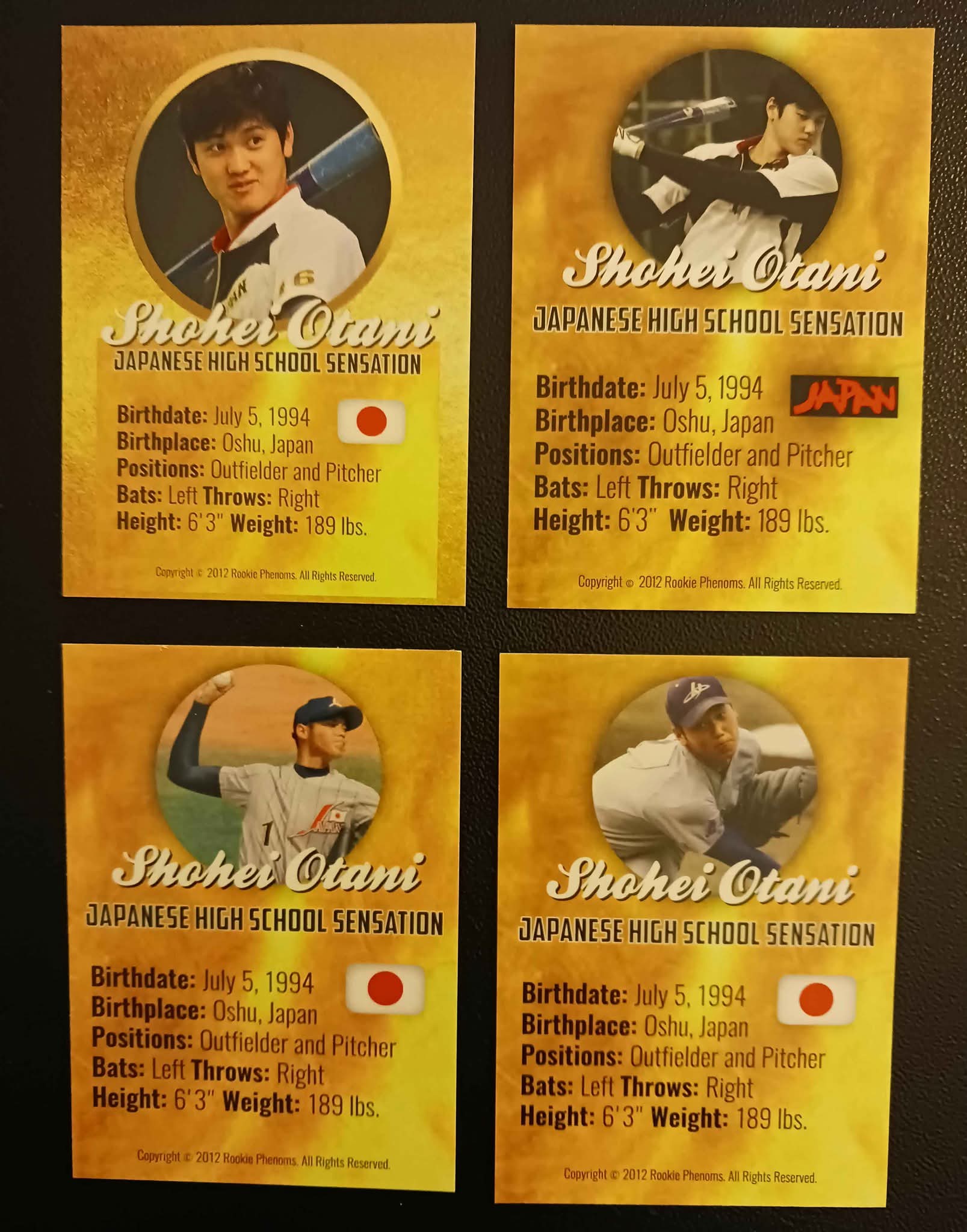 2012 Shohei Ohtani High School phenomenon ! 4 Gold cards from