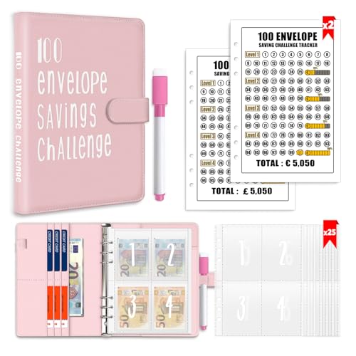 Organisateur Budget A5 Avec Enveloppes Transparentes - Défi épargne 100 Jours - Portefeuille Suivi Des Dépenses