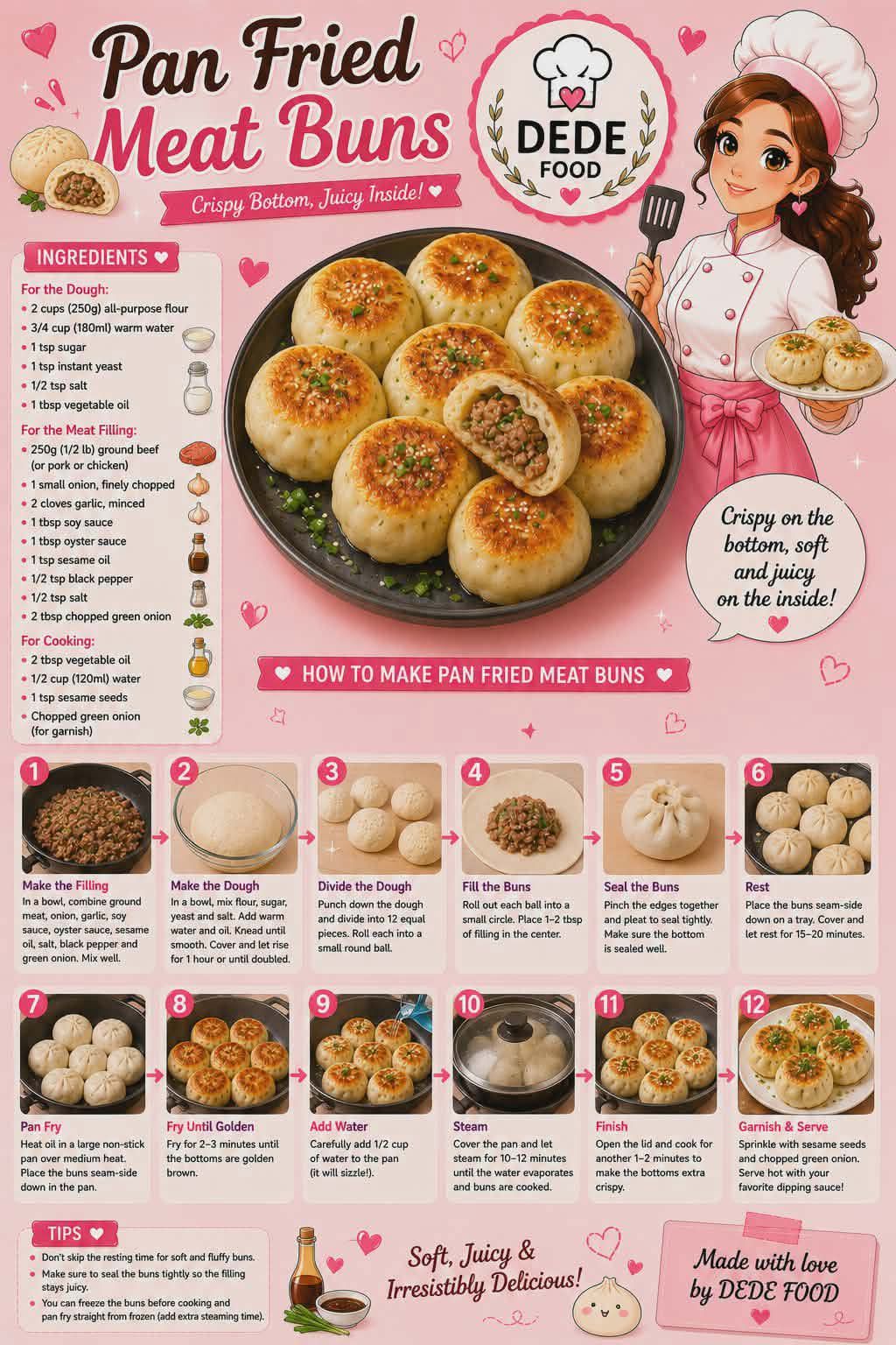 Soft, fluffy and juicy meat buns 😋
