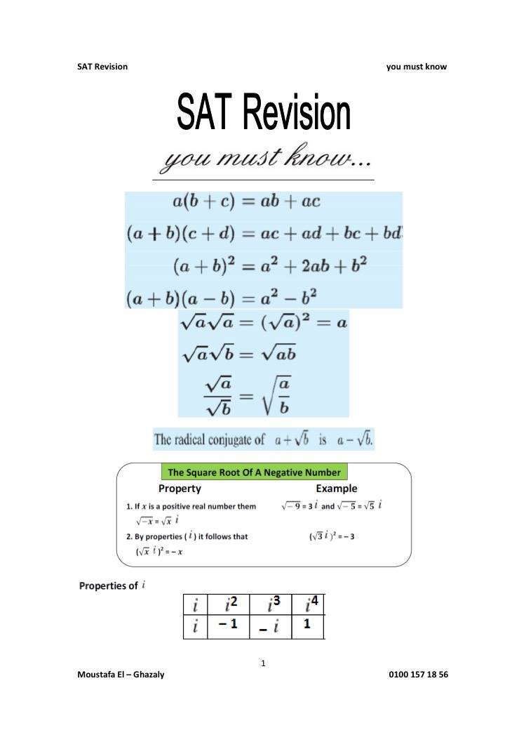 Mr. Math Series - SAT Revision Part 1 Basic Algebra concepts | Facebook
