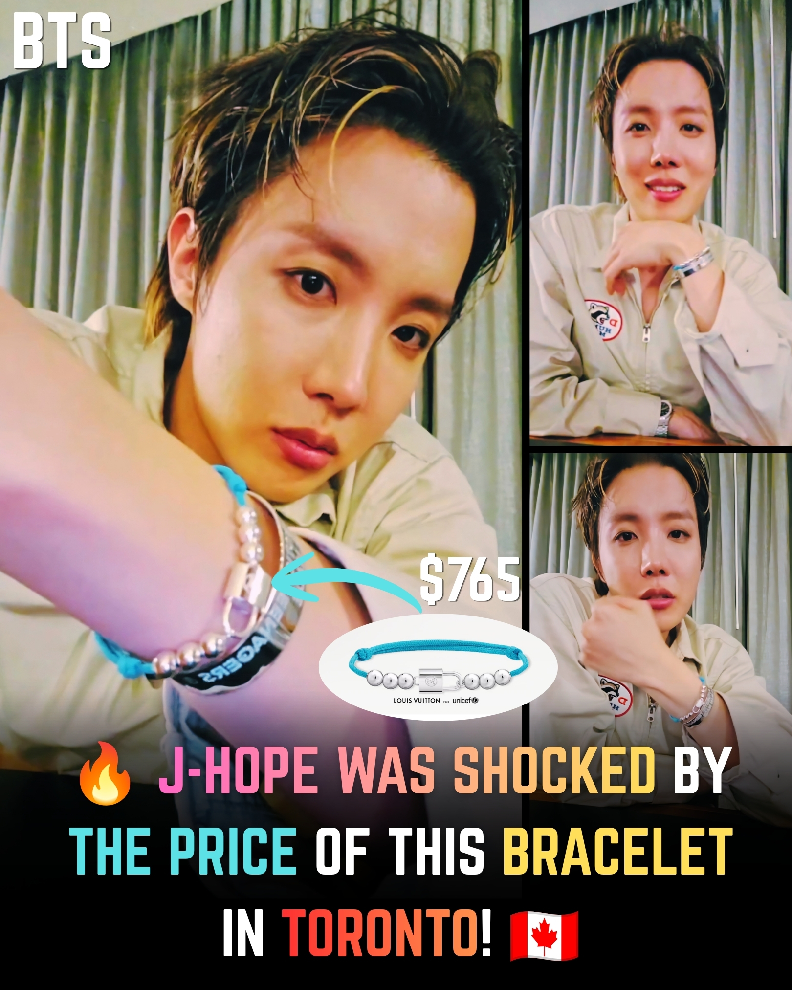 J-Hope reacts to Louis Vuitton bracelet price in Toronto