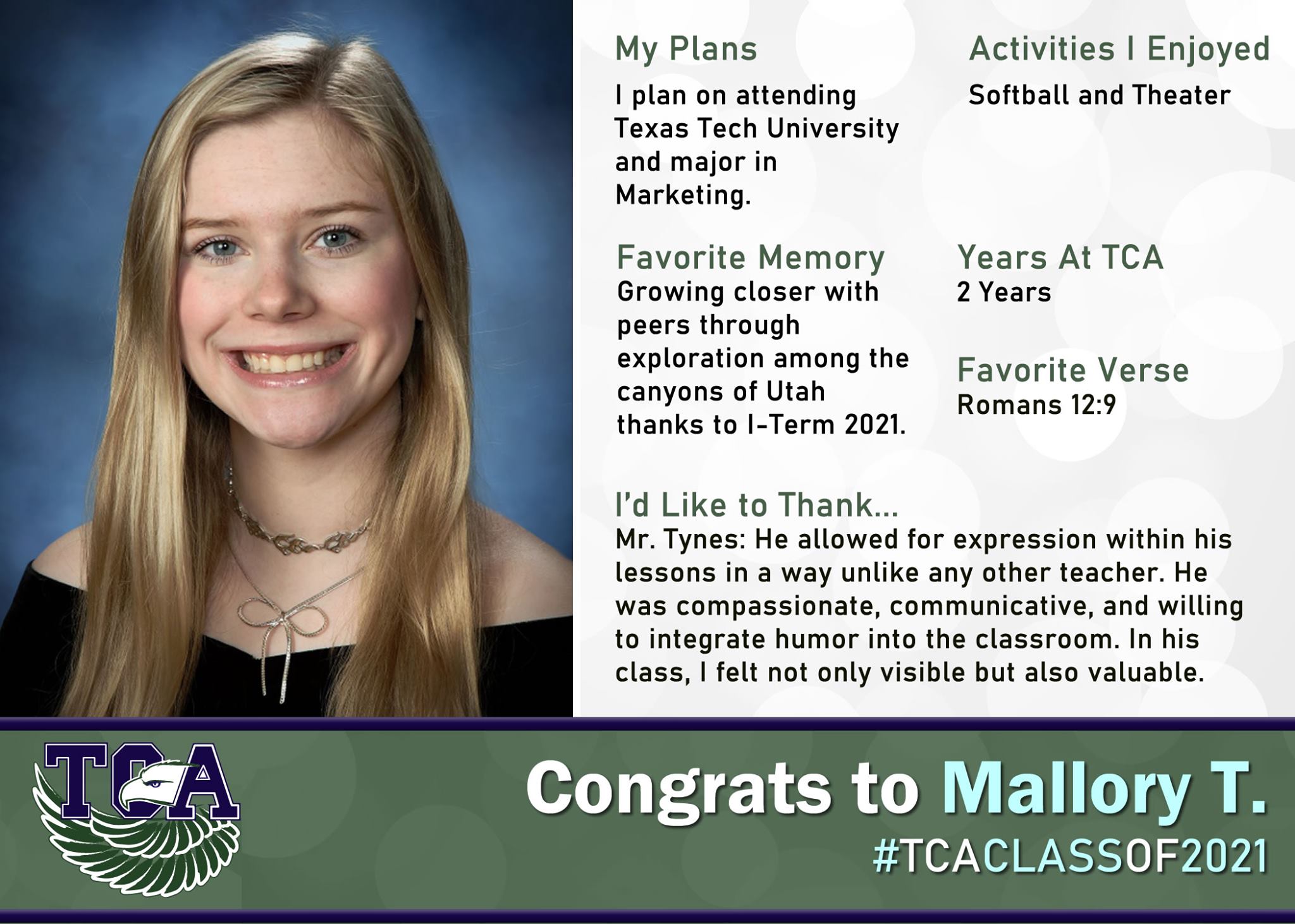 Mallory T. has... - Trinity Christian Academy - Willow Park | Facebook