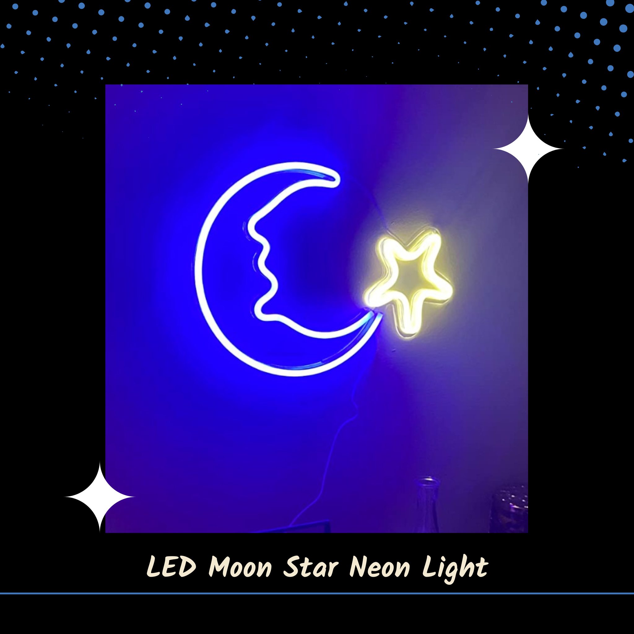 Infx - 🌙 LED Moon Star Neon Light 🌙 The blue moon neon sign and yellow ...