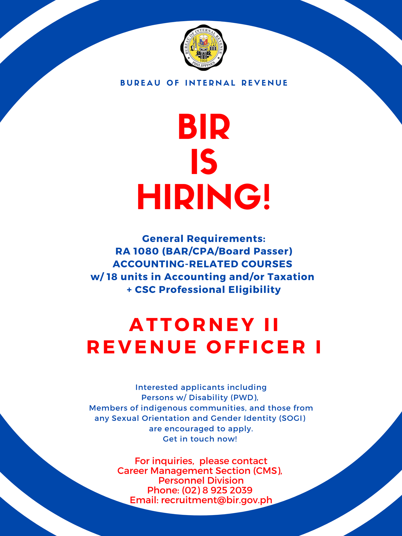 Job Vacancies at BIR! - Bureau of Internal Revenue Philippines | Facebook