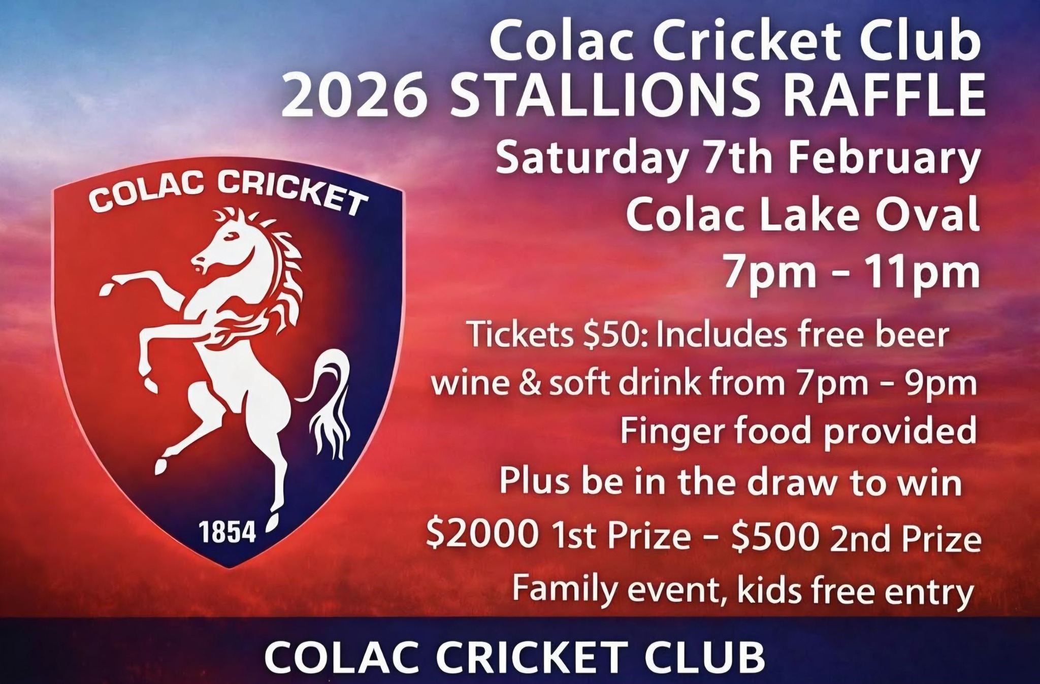 Colac - 🎟️ 2026 STALLIONS RAFFLE – TICKETS ON SALE NOW The Colac ...