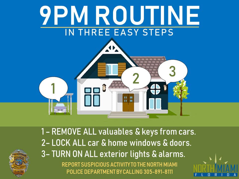 North Miami PD - The 9pm routine is as easy as 1… 2….3…. 🙂👏💪