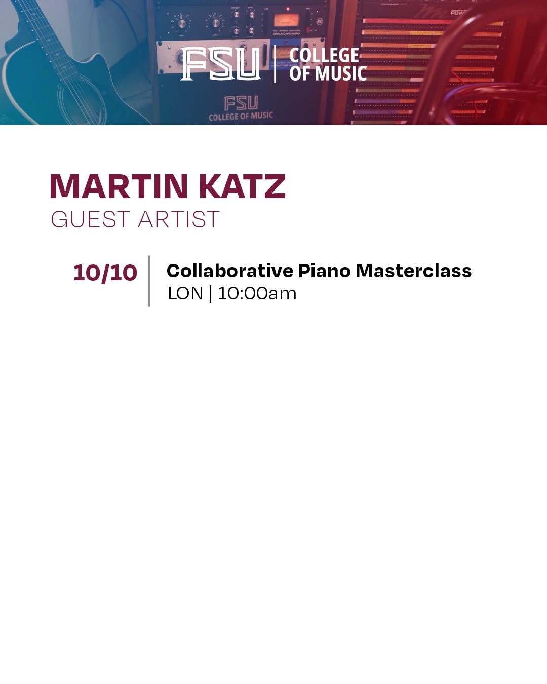 Join Collaborative Piano Guest Artist Martin Katz on October 10 in