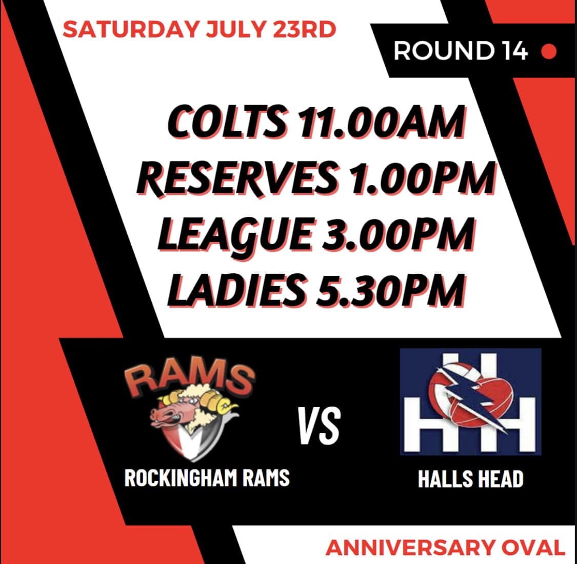 🔴🐏⚫️ Gates open... - Rockingham Rams Football & Netball Club | Facebook