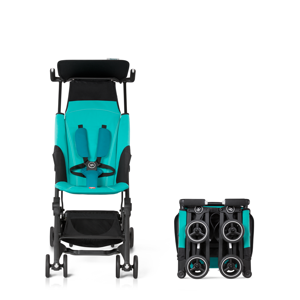GB Pockit Plus All-Terrain stroller in Capri Blue. 6months to