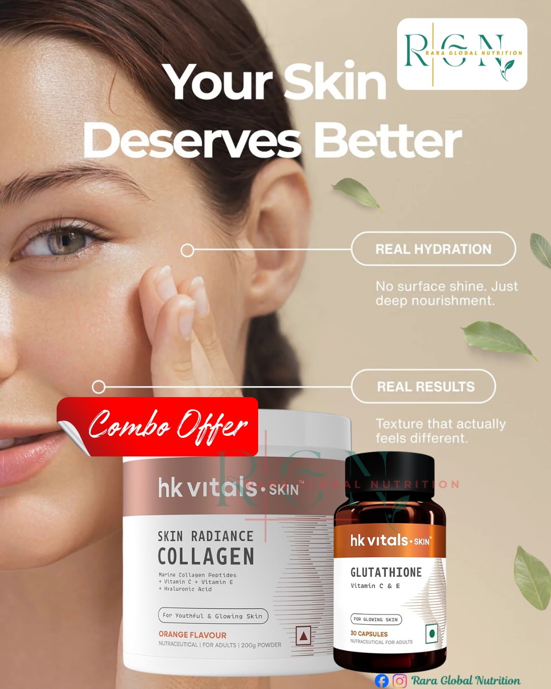 collagen and glutathione combo for skin Don't Miss This Limited-Time Offer! Why pay more later? Your deserves the care it needs—and now is the perfect time. Grab the HK Vitals Skin Radiance + Combo bpc 157 with cjc Liquid No. of Tablets:30 Tablets