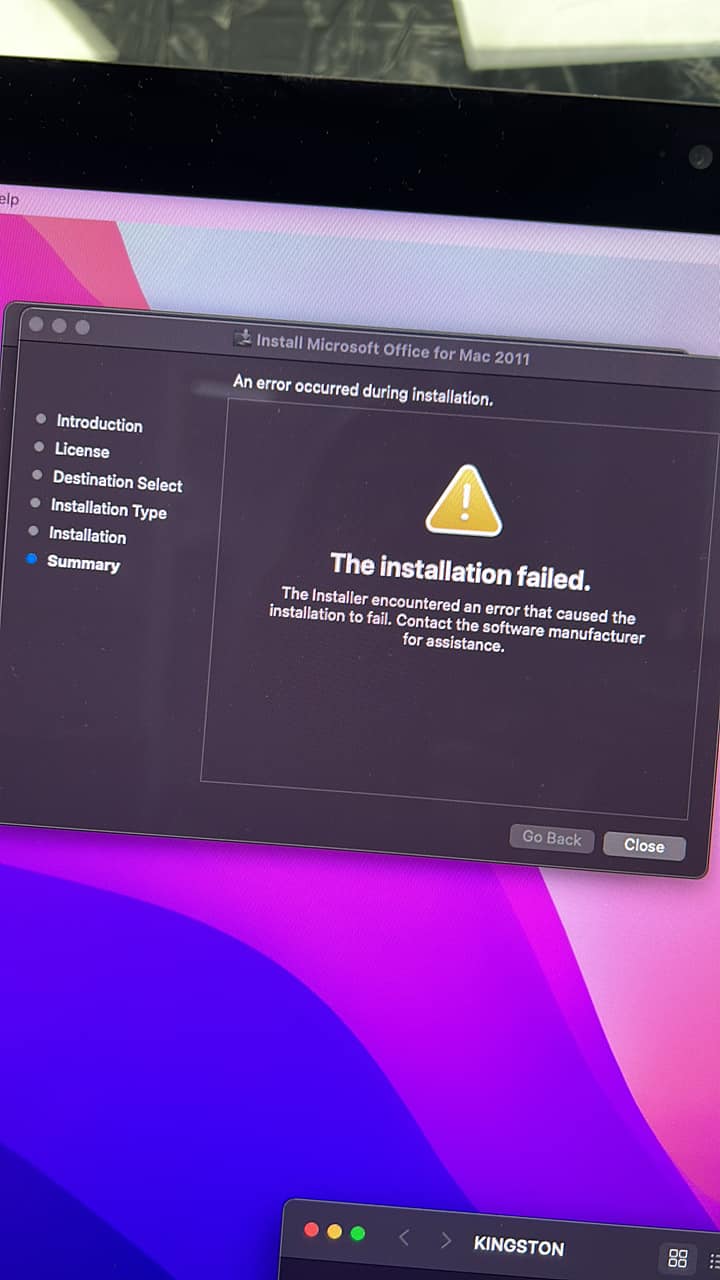 Why won't iMac Monterey 12.7.1 accept Microsoft Word 2011?