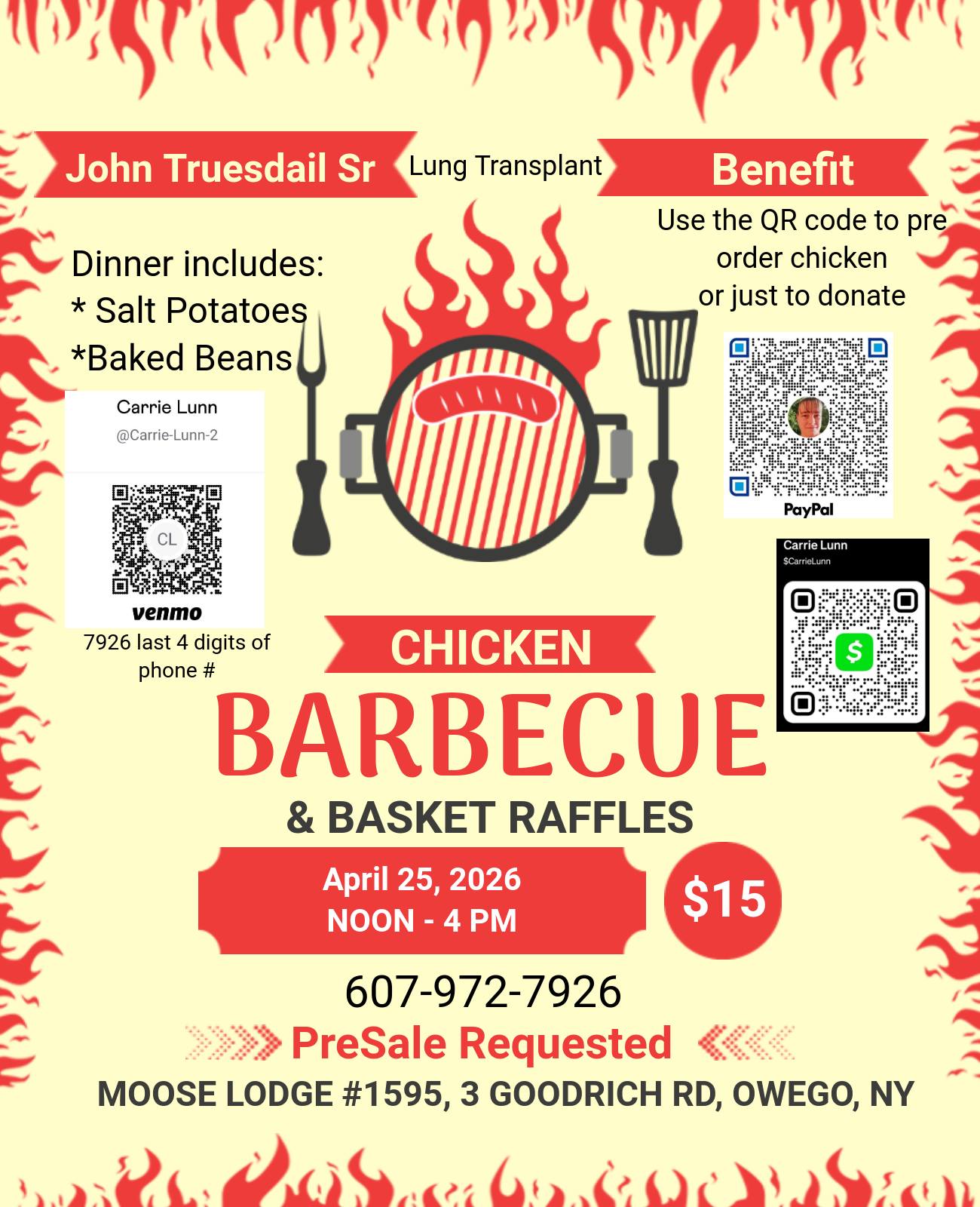 Chicken BBQ & Basket Raffle Benefit for John Truesdail Sr.