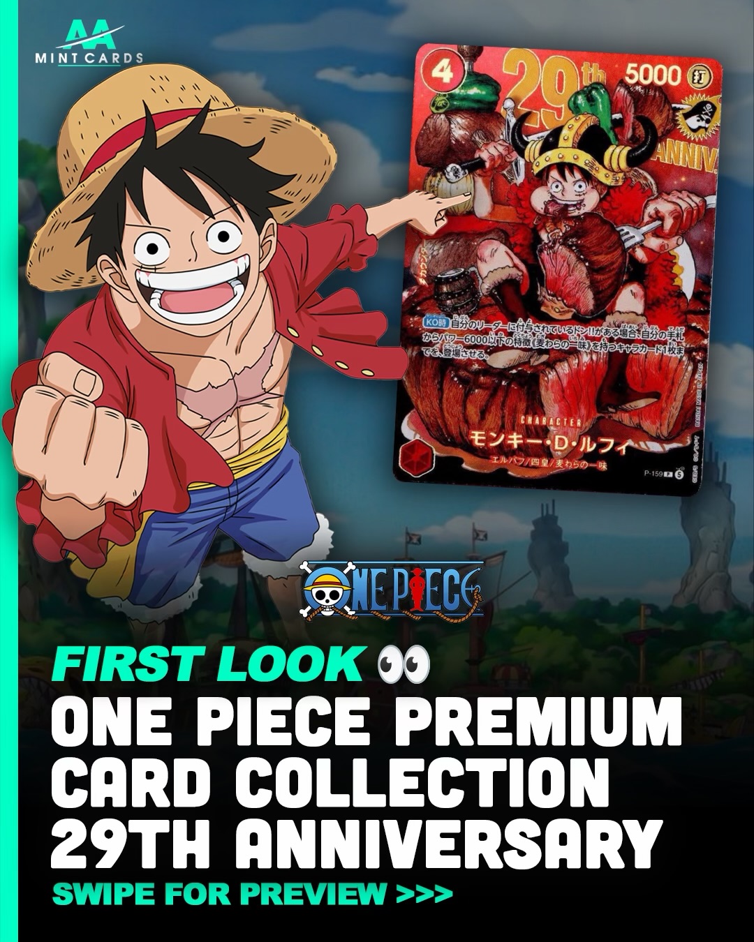 One Piece 29th anniversary exclusive card with Monkey D. Luffy