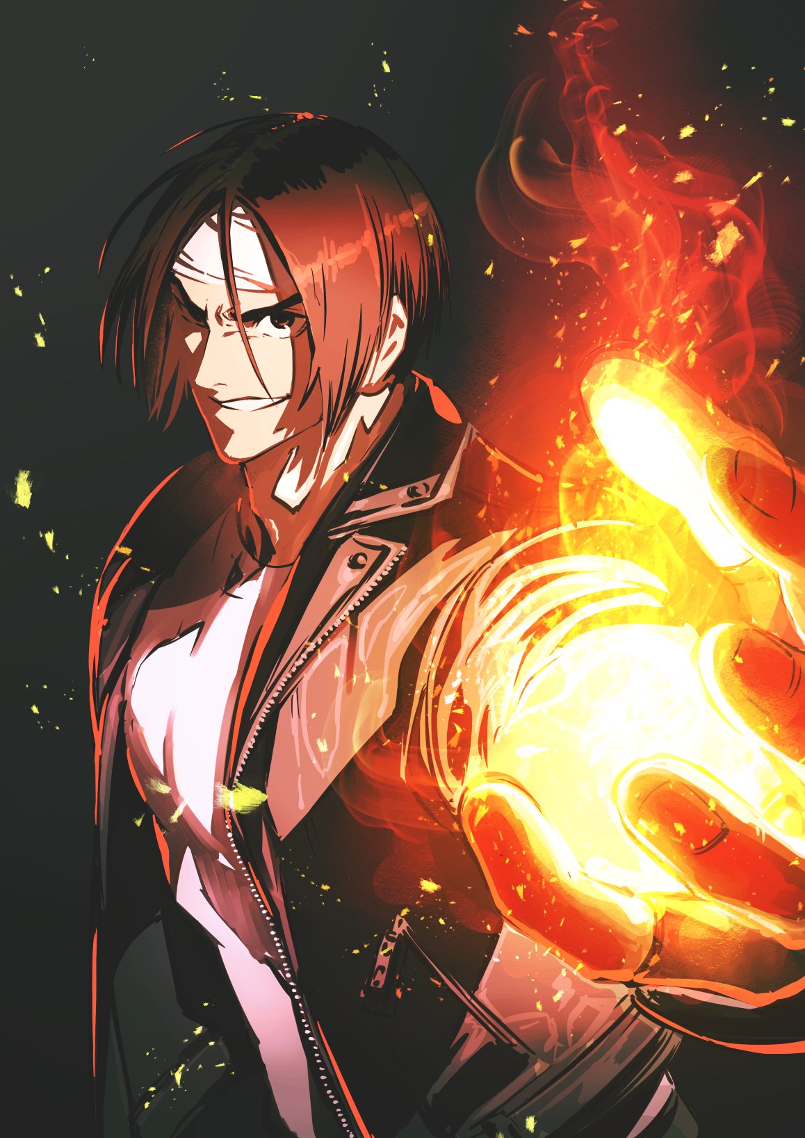 Illustration of Kyo in KOF XV by Azuma Kyotaro, author of the KOF