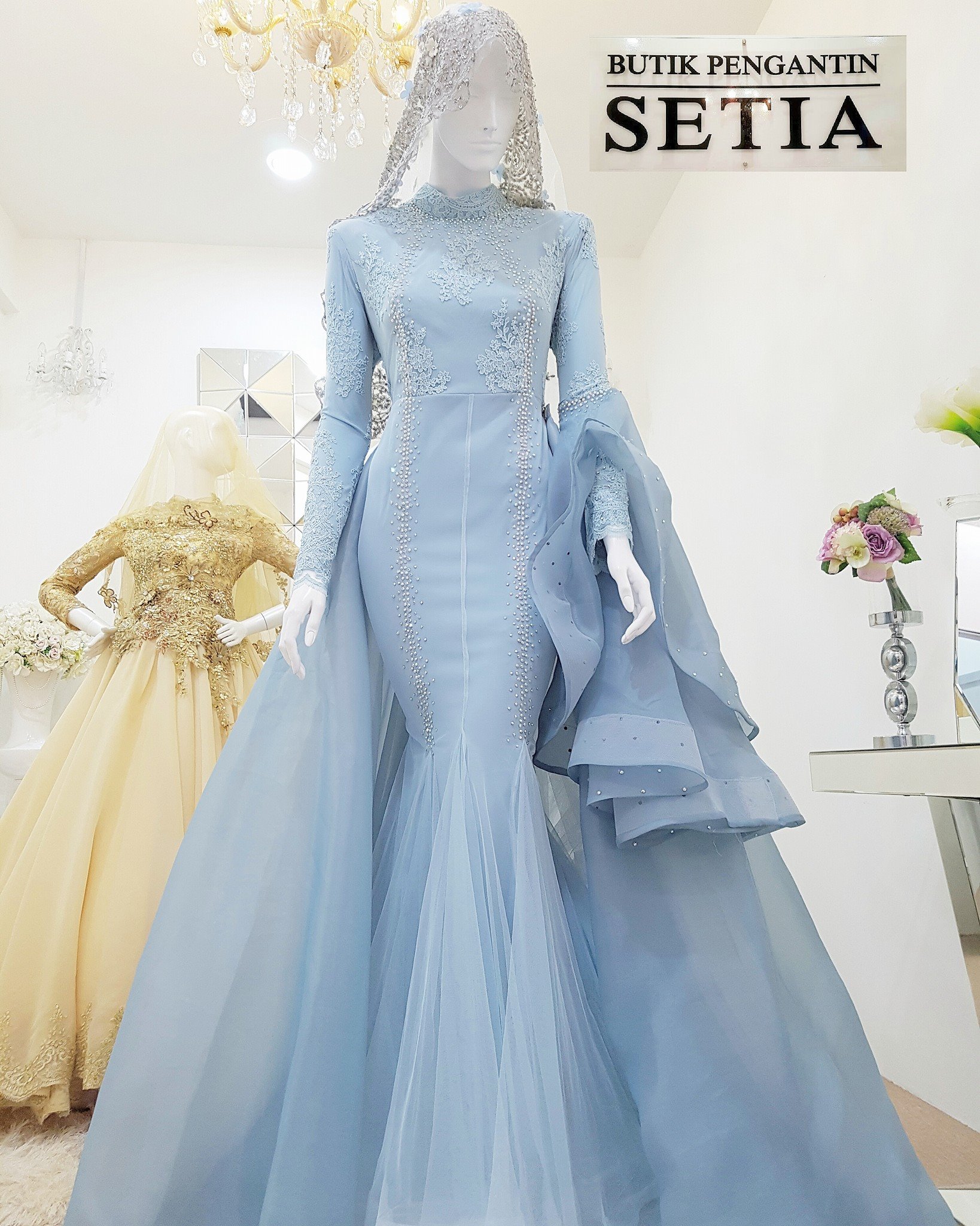 Baju Pengantin Dusty Blue