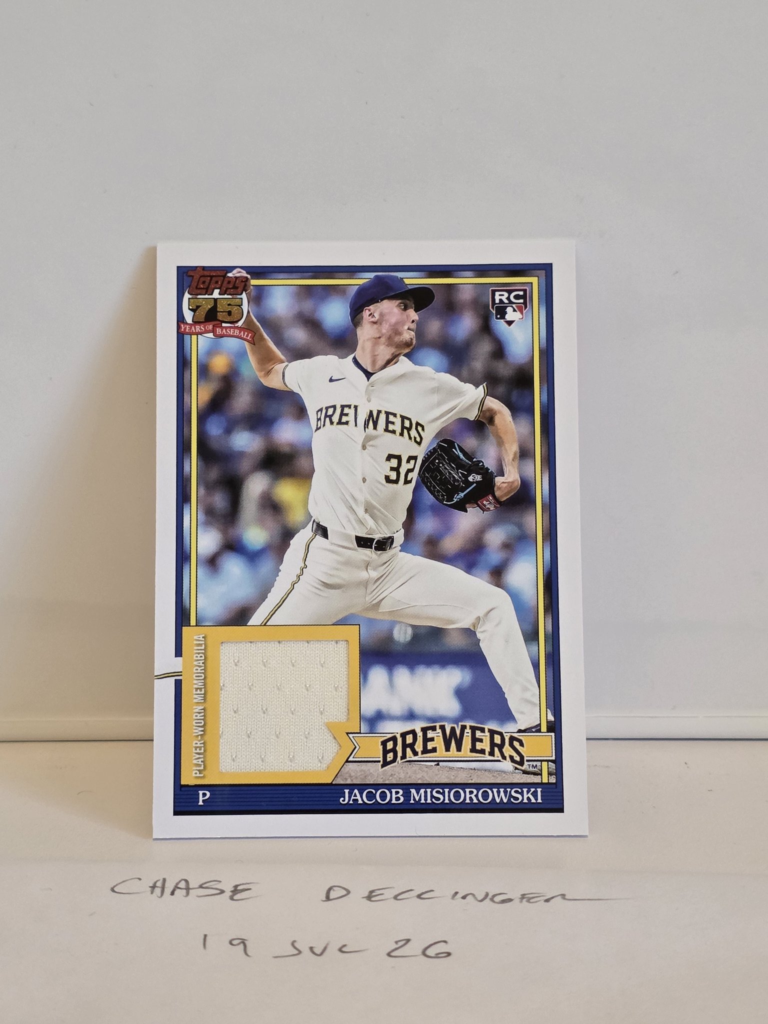brewers' jacob misiorowski pulled his own limited-edition rookie baseball card 2026 A game-used baseball from Jacob