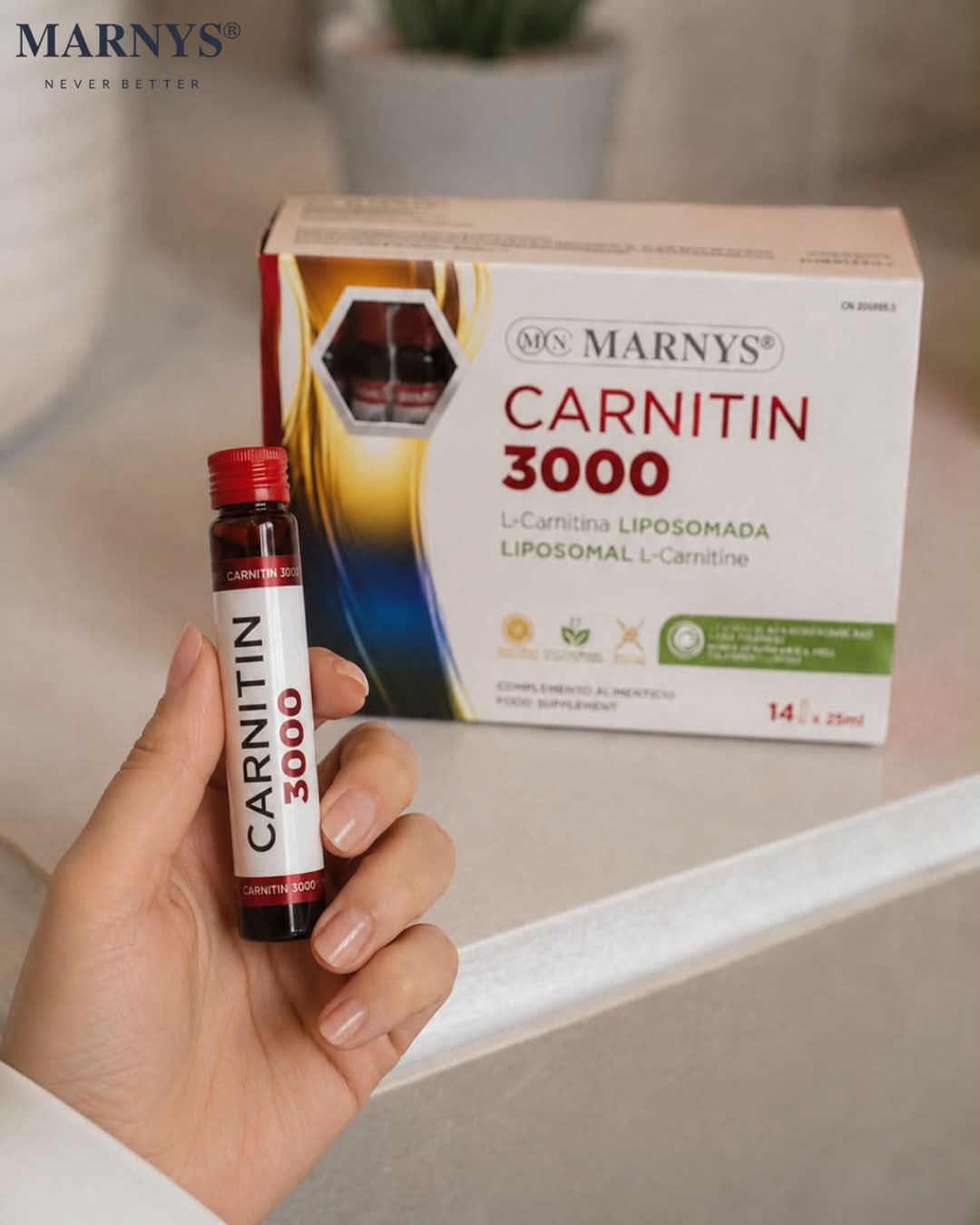 MARNYS Carnitin 3000✨ ‎💫متوفر الآن 3000 mg of Liposomal L-Carnitine Tartrate🔥 ‎💪🏻أمبولة واحدة سهلة الاستخدام بطعم الحمضيات