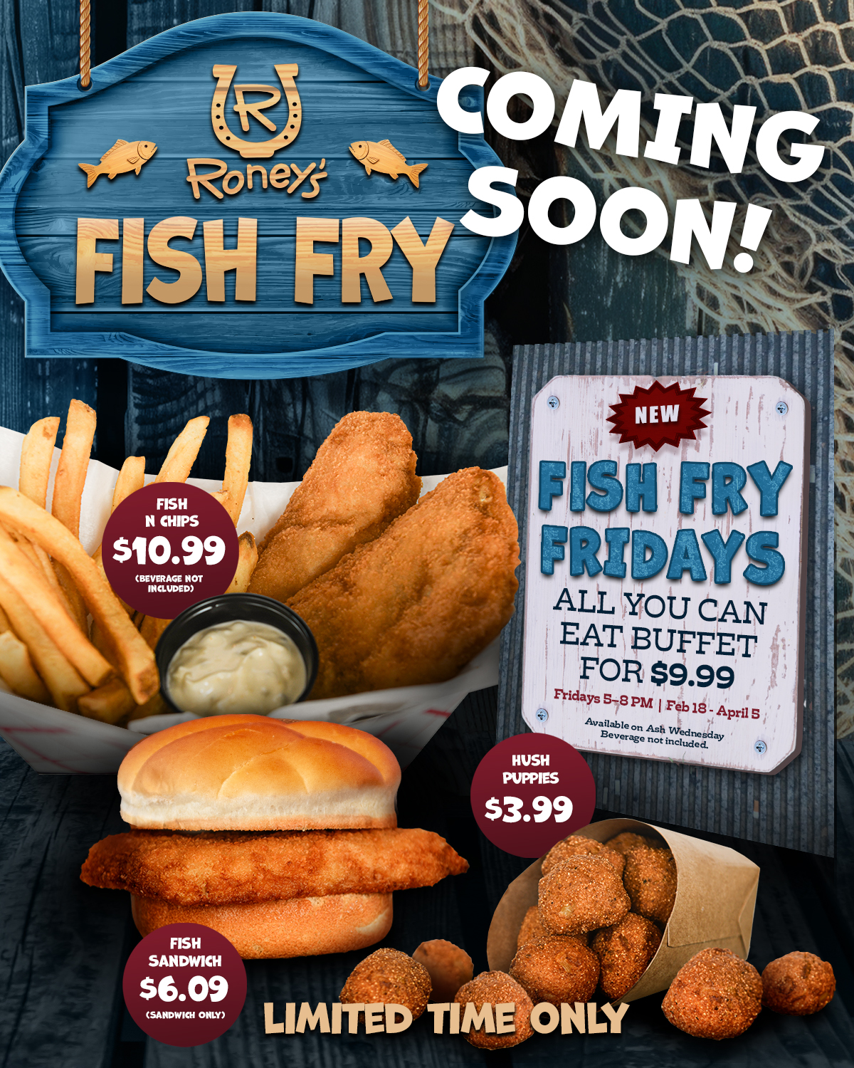 Roney's - Fridays are about to get reel good 🎣 All-You-Can-Eat Fish Fry ...