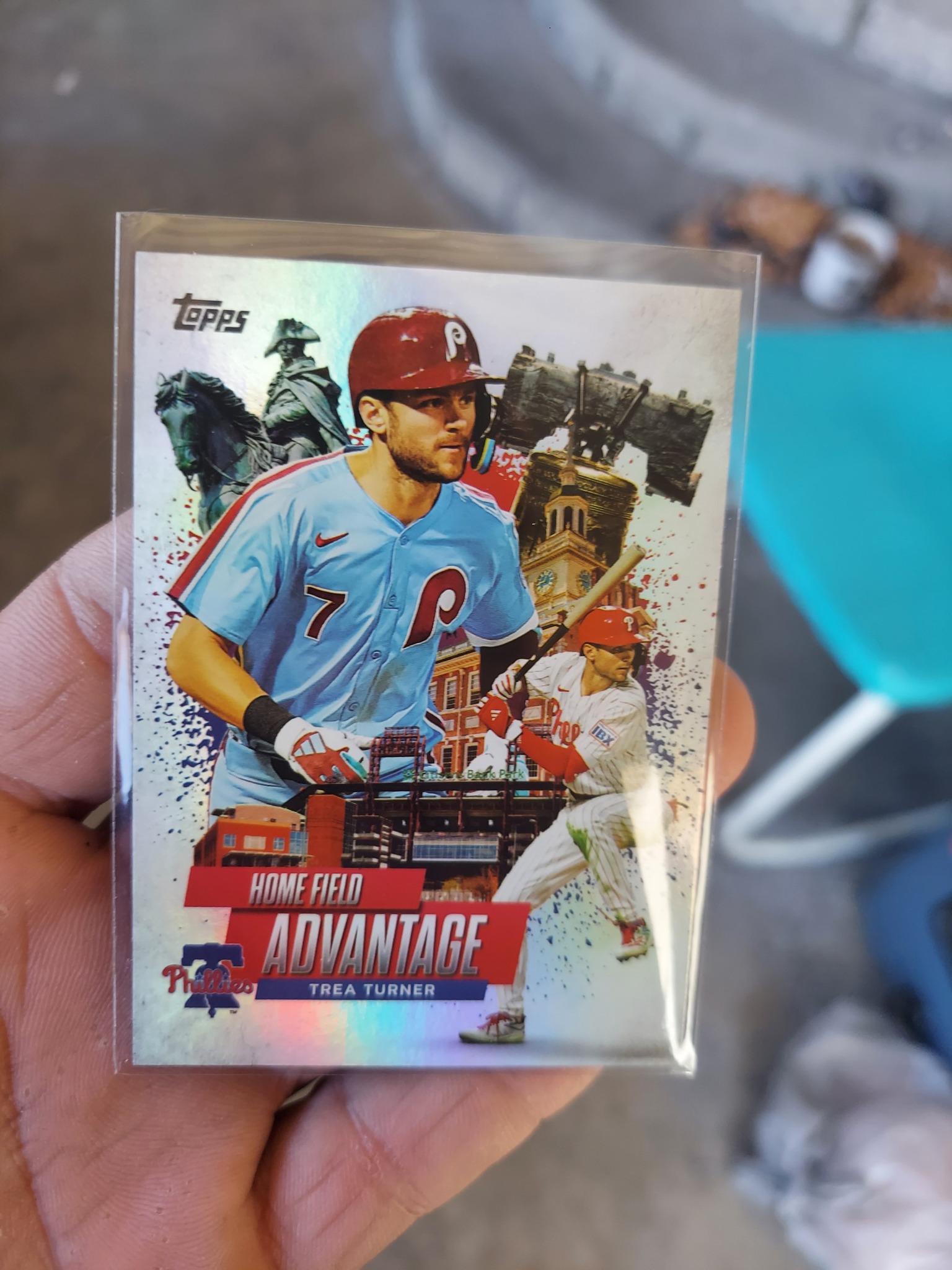 Pulled Trea Turner card from 2025 Topps pack