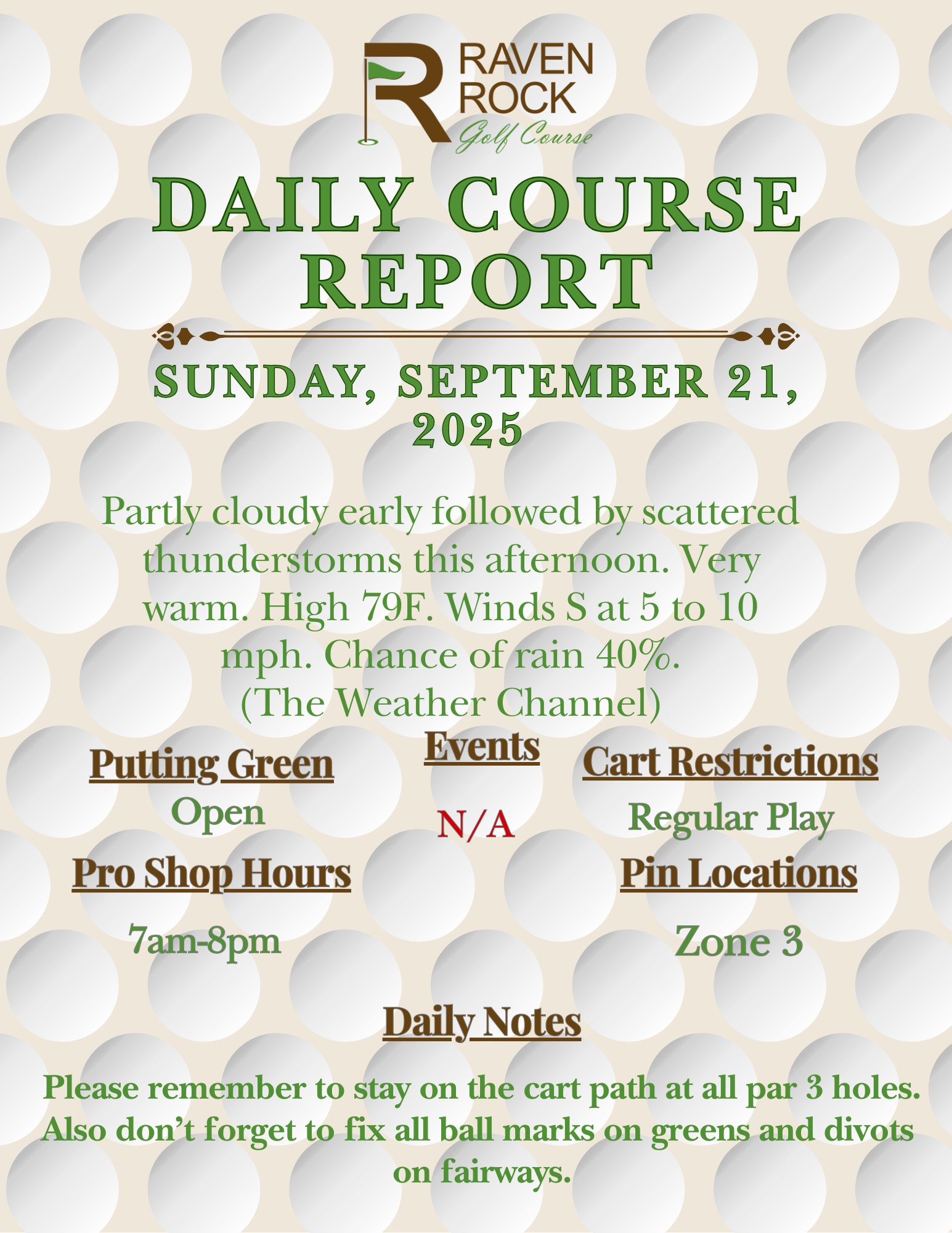 Raven - Here is your daily course report for Sunday, September 21, 2025 ...