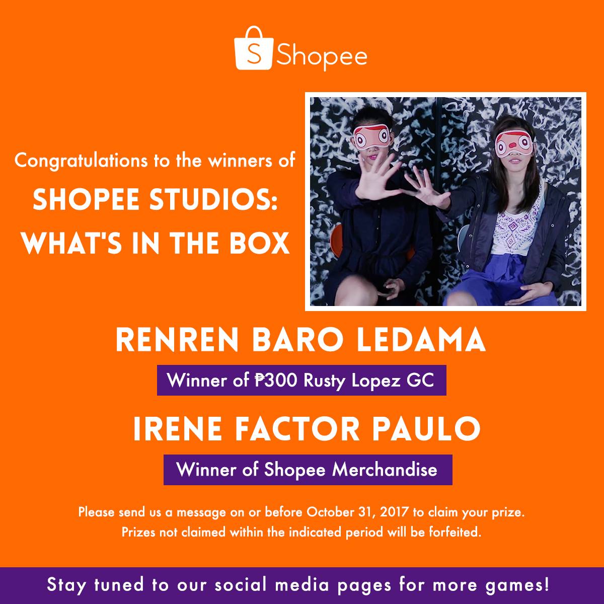Shopee - Congratulations to the winners of Shopee Studios:...