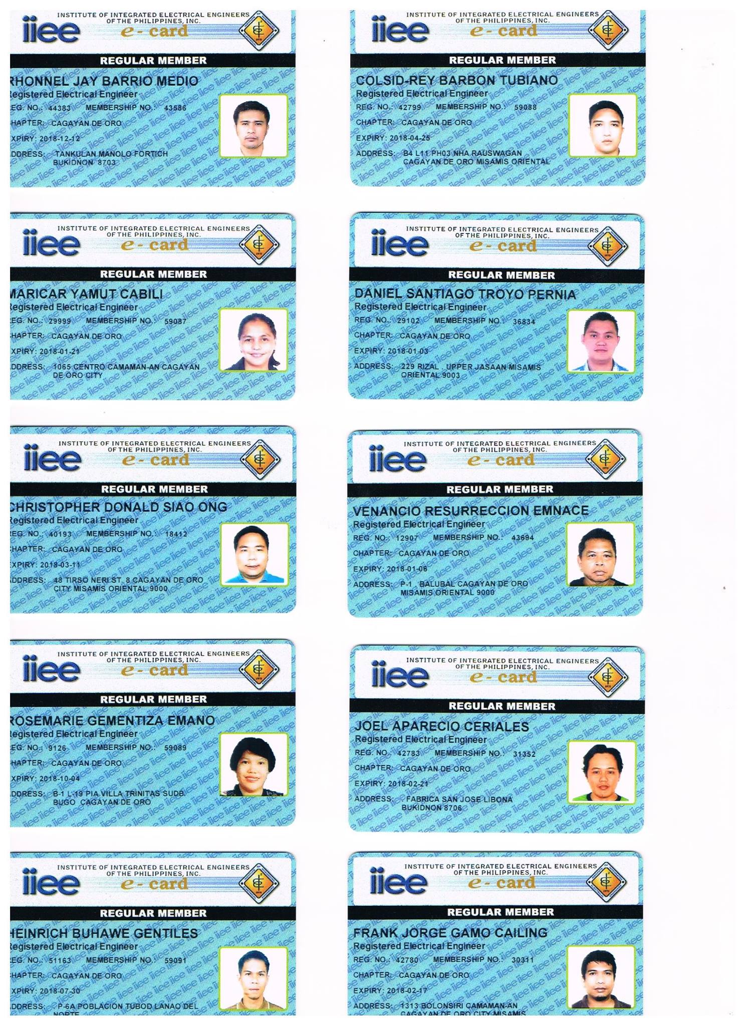 LIST OF NEWLY RELEASED IIEE IDs.... - Iiee Cdo Chapter | Facebook