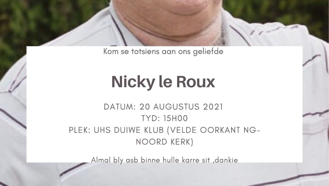 In memory of Nicky le roux